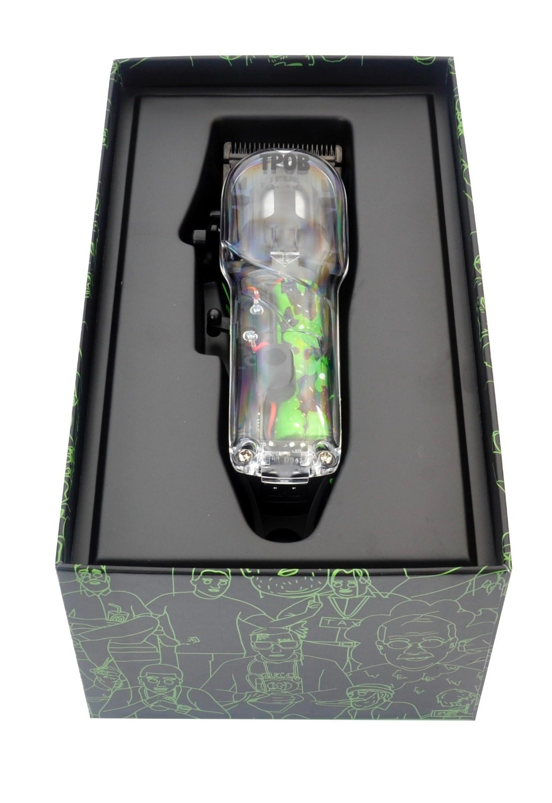 Professional Hair Clippers Set – TPOB Slime 2, Black with Colorful Splatts, Salo