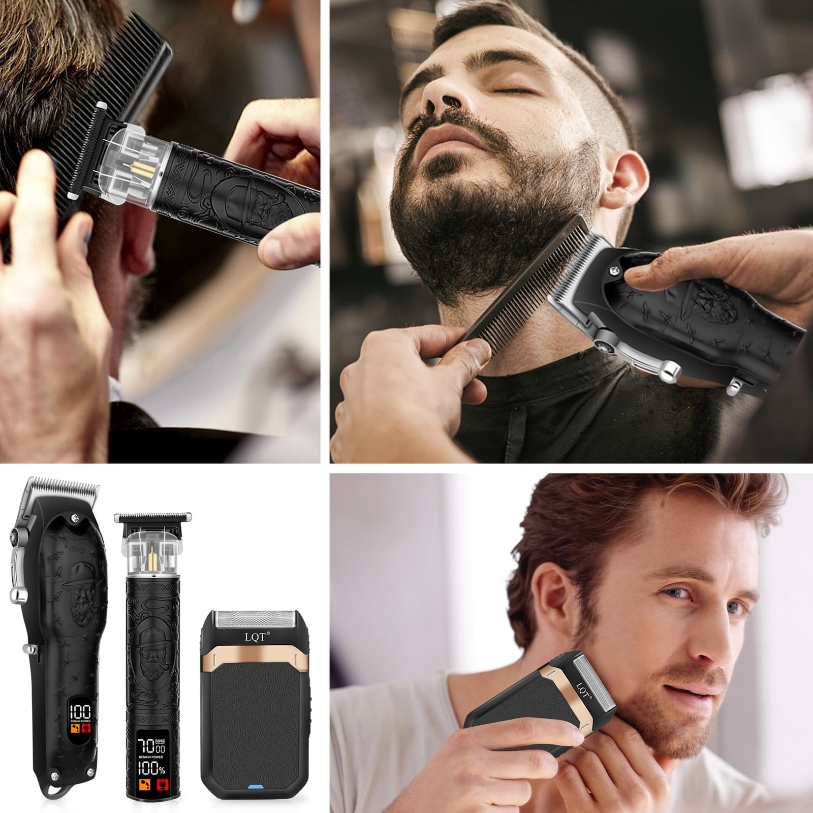 Professional Hair Clipper Set for Men Electric Shaver Razor Cordless Hair Cut…