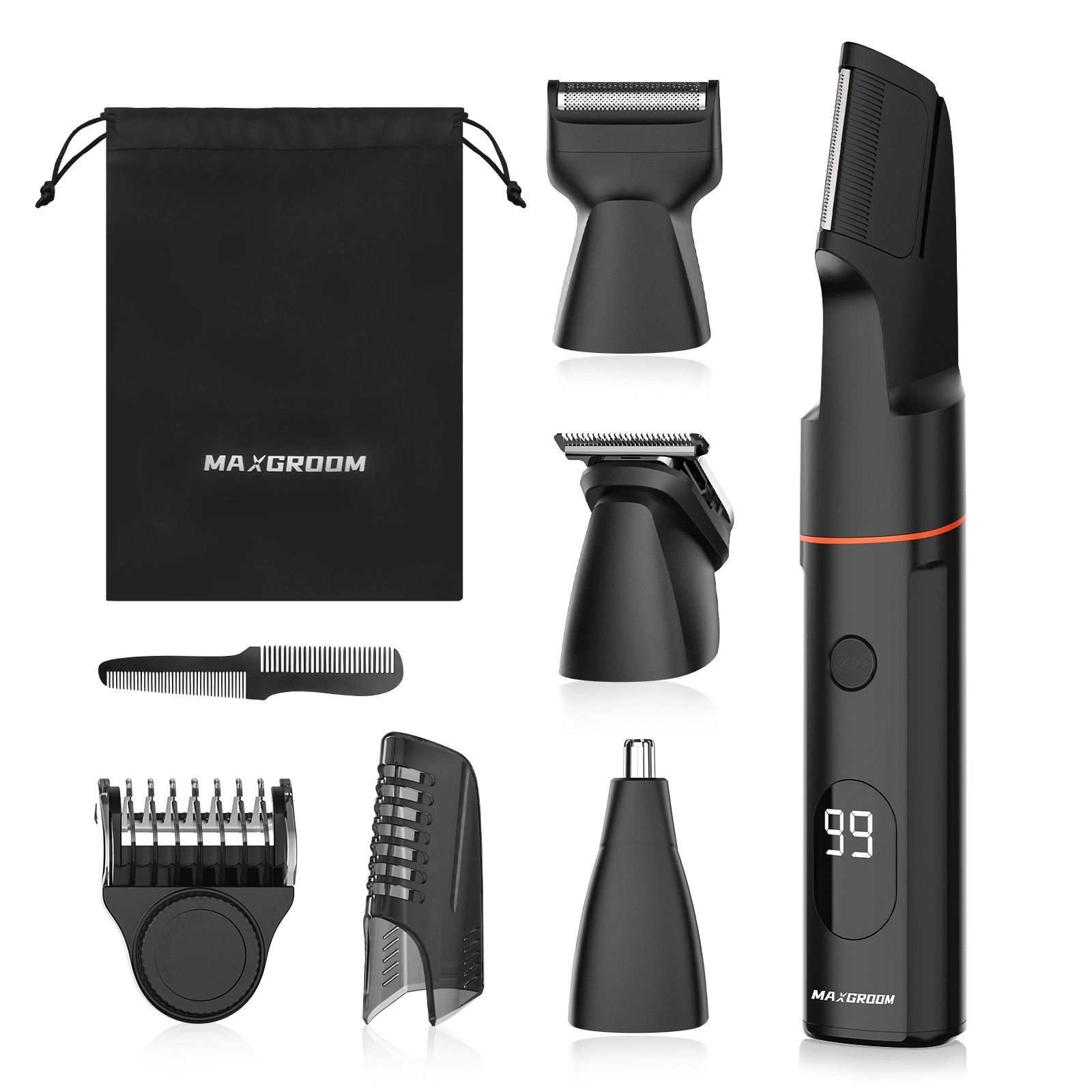 MAXGROOM 4 in 1 Body Hair Trimmer Kit for Men Pubic Hair Shaver Nose Beard Trimm