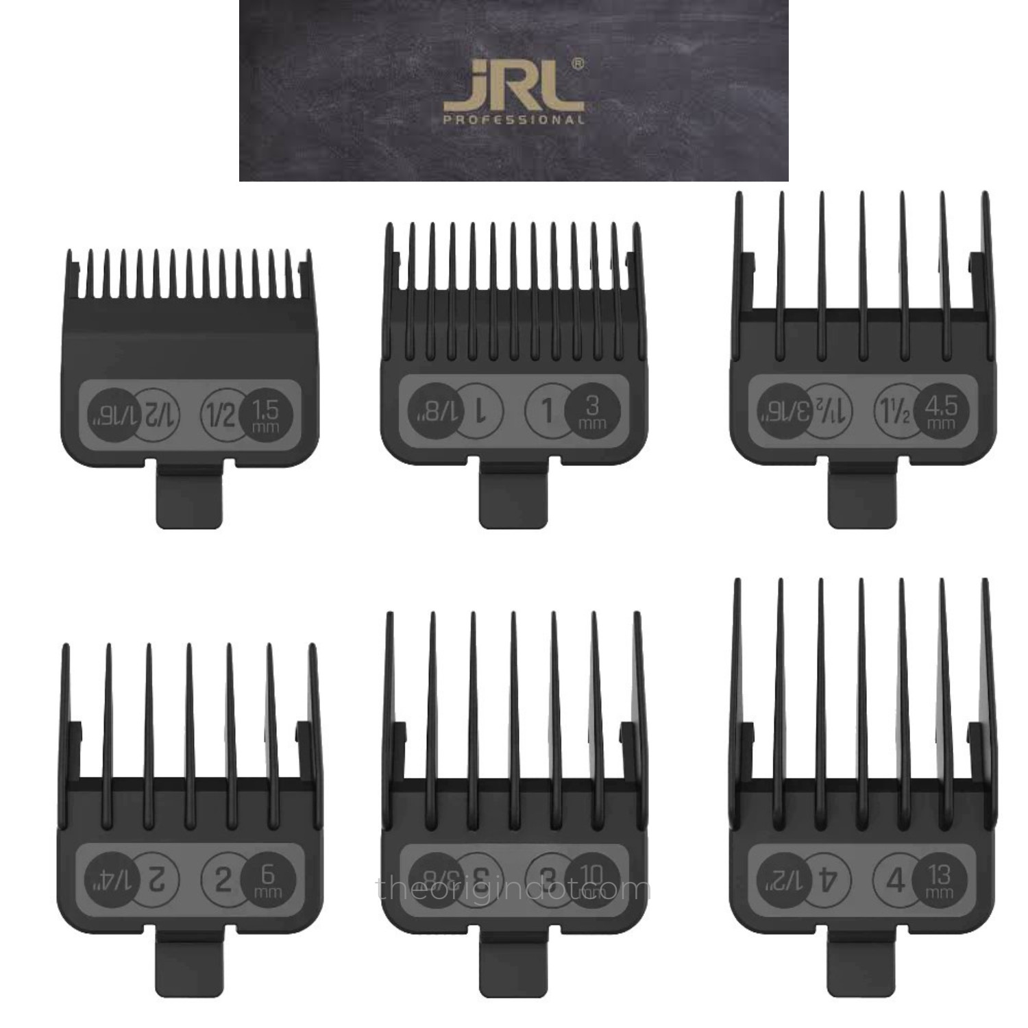 JRL Clipper Guards Set – 6 Premium Guide Combs (1.5mm to 13mm) for Hair Clippers
