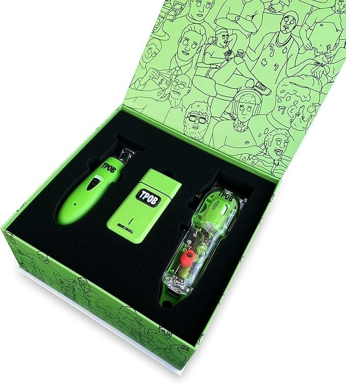 TPOB Slime 2 Barber Hair Clippers Trimmer Shaver Set for Men with Matte Green Ca