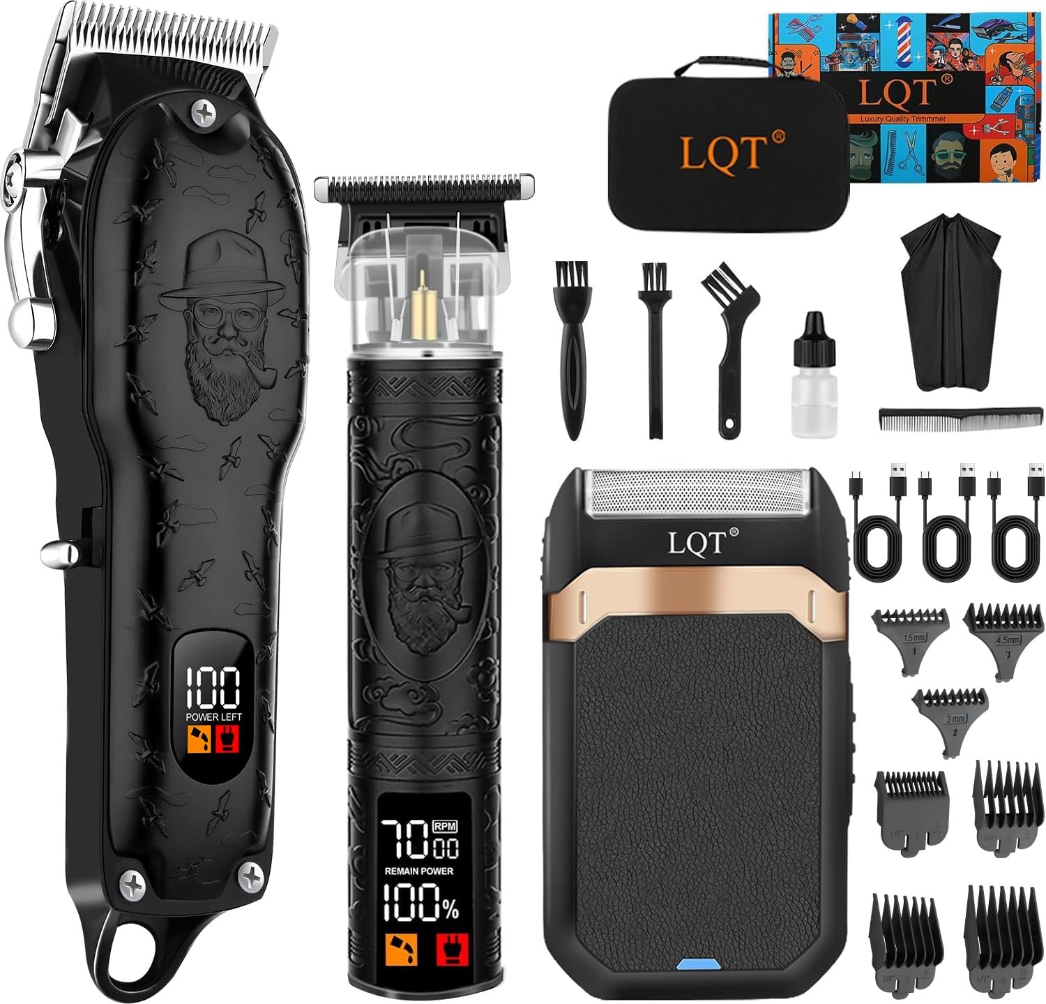 Professional Hair Clipper Set for Men Electric Shaver Razor Cordless Hair Cut…