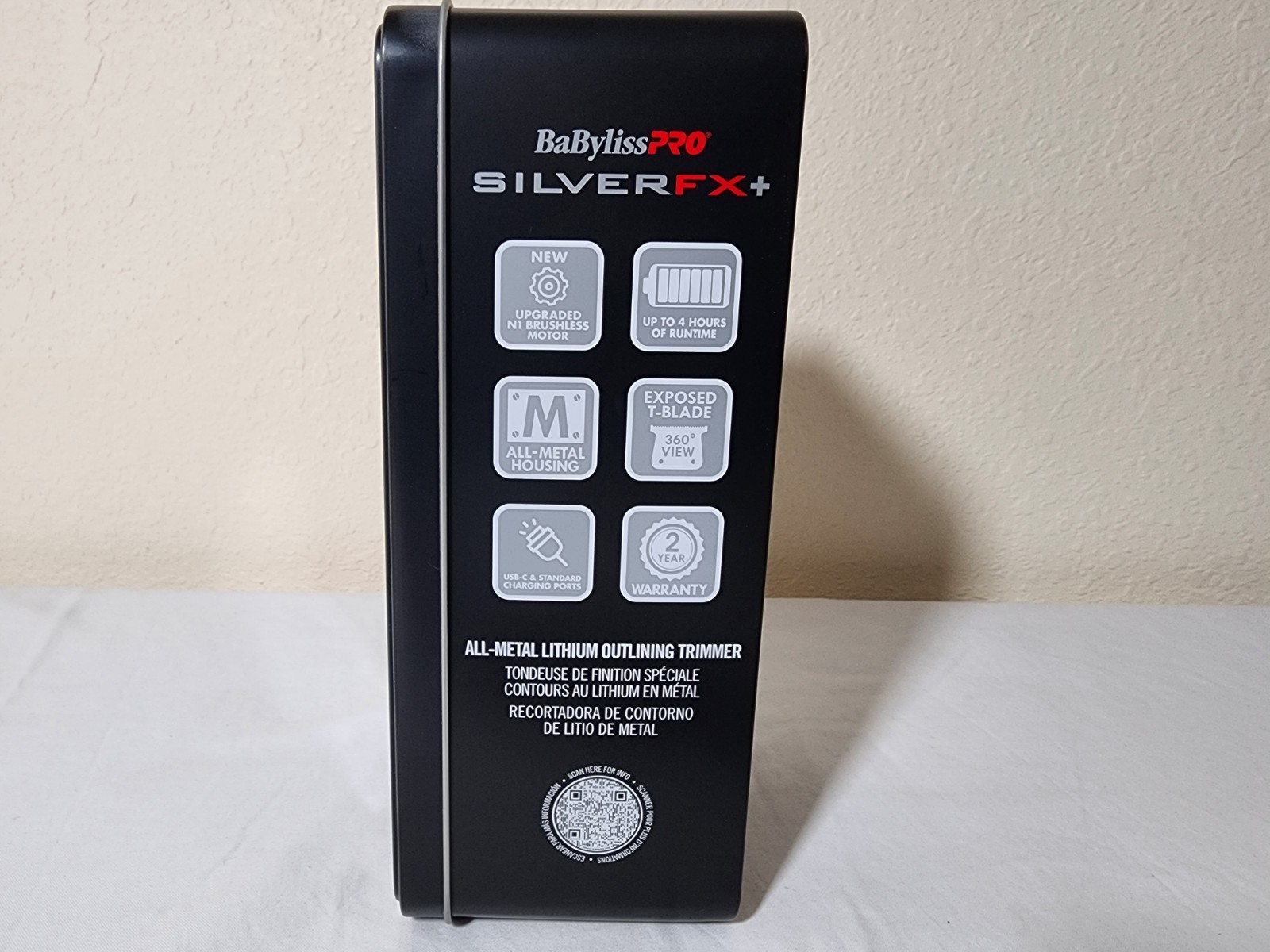 BaBylissPRO FX787NS SilverFX+ All-Metal Lithium Outlining Trimmer OPEN BOX/USED