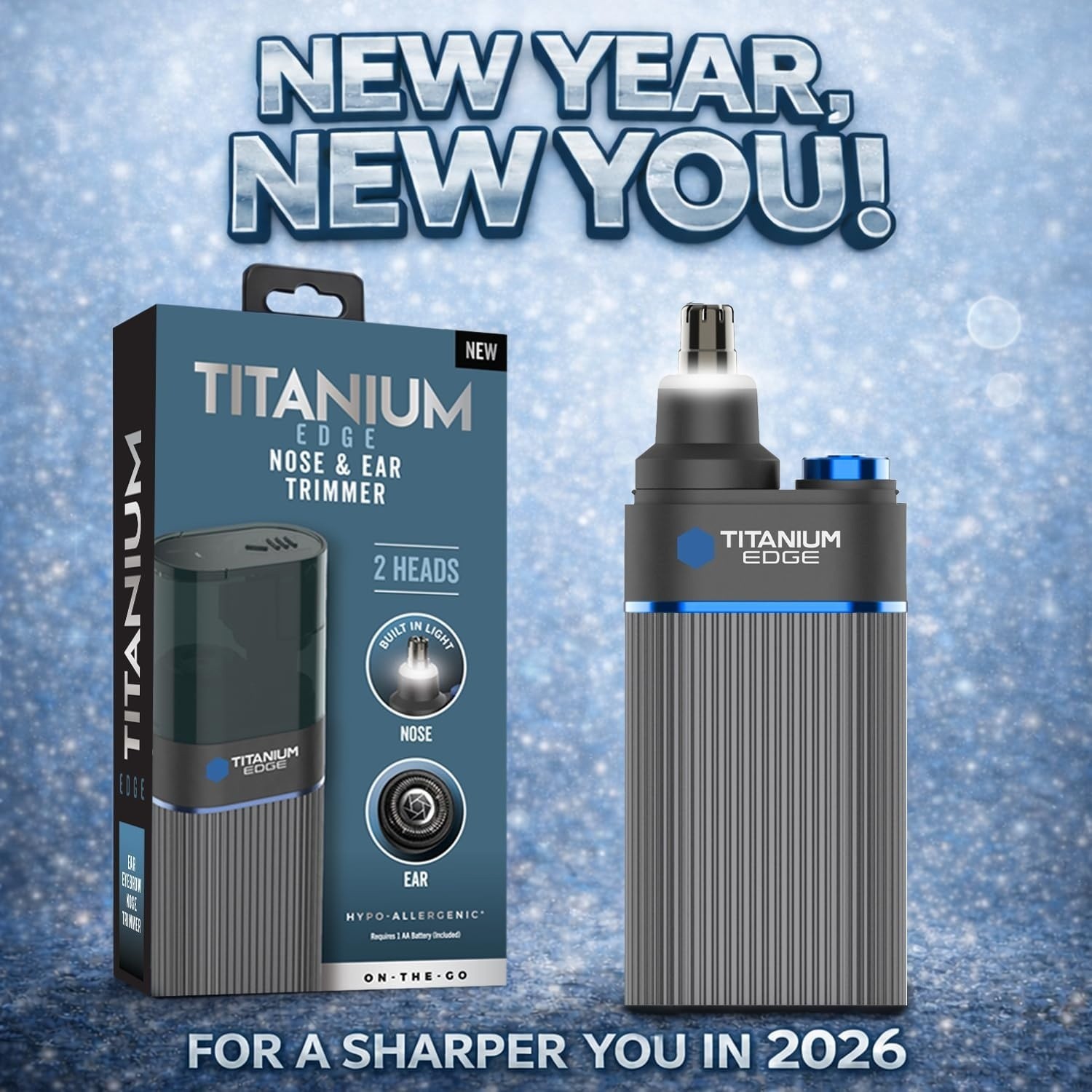Microtouch Titanium Edge Ear & Nose Trimmer – Dual Rotary Blade Heads with Light