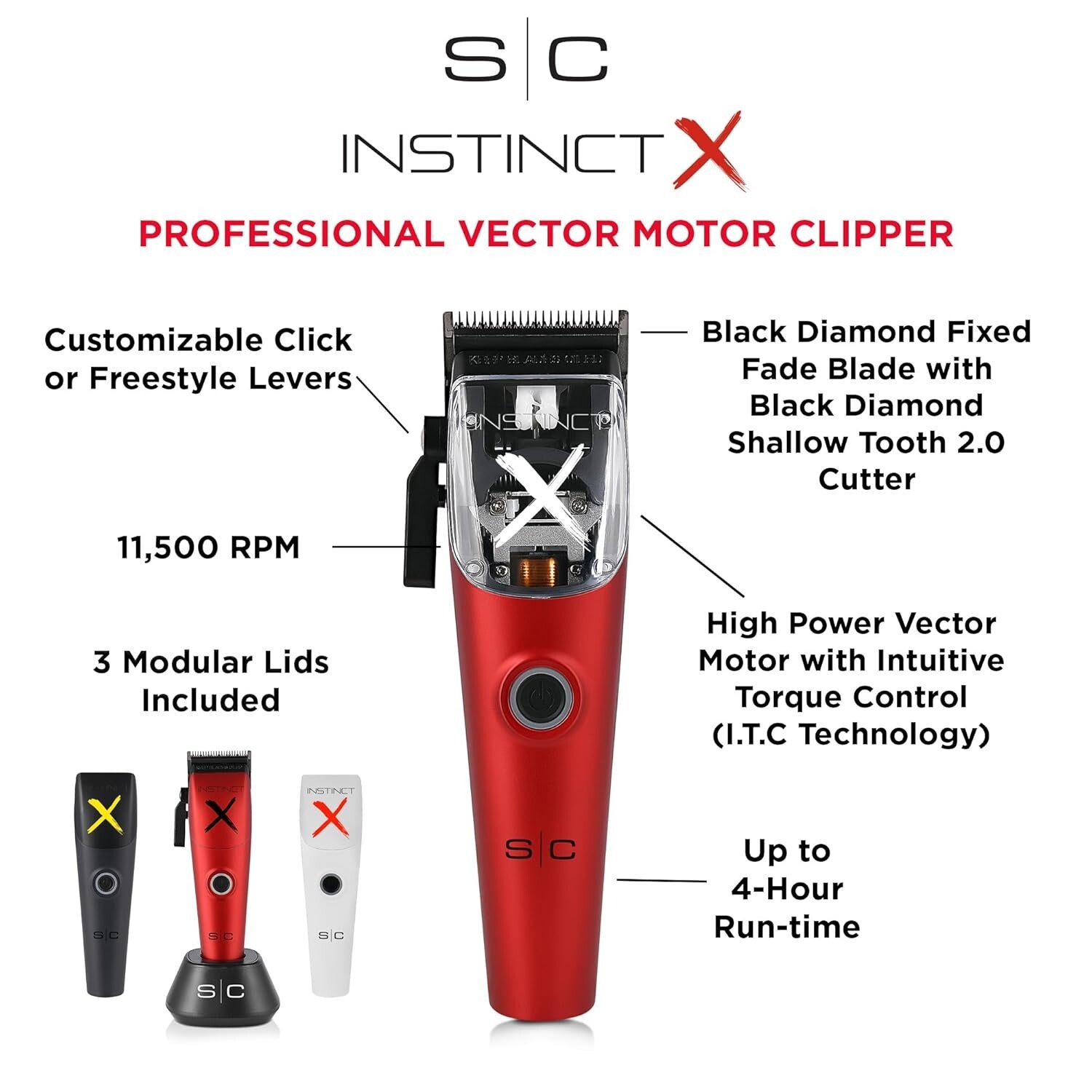 StyleCraft Instinct-X Professional Vector Motor Hair Clipper | SC608M