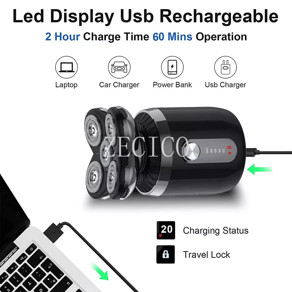 Electric Hair Remover Shavers Bald Head Razor Smooth Skull Cord Cordless Wet Dry