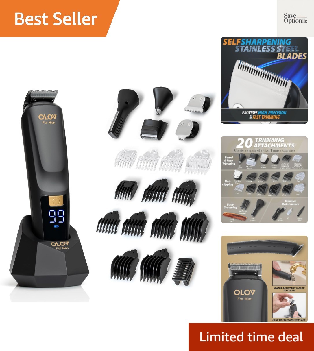 Beard Trimmer, 21 Piece All-in-One Mens Grooming Kit and Hair Clipper, Nose, …