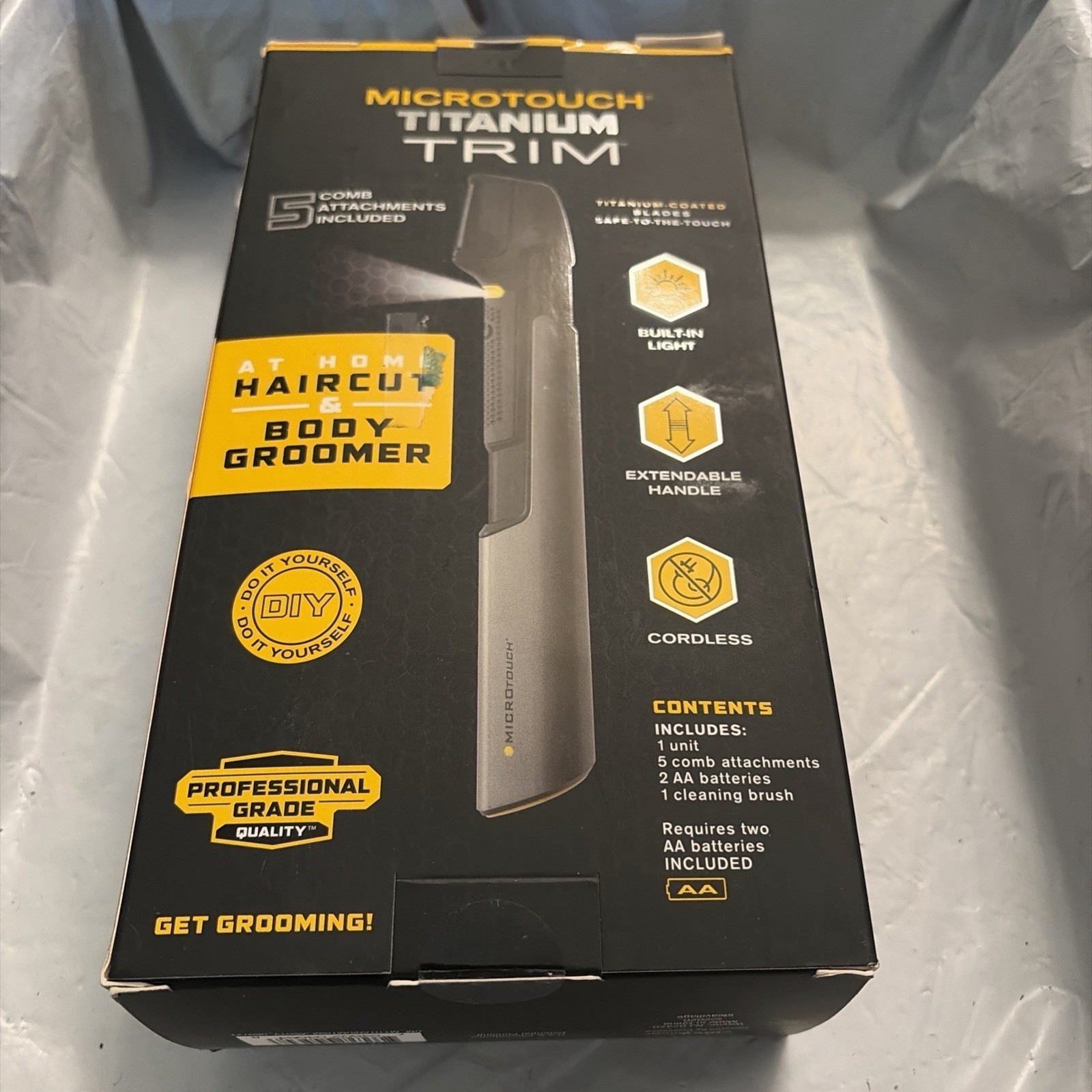 MicroTouch Titanium Trim Cordless Hair Groomer Trimmer 5 Comb Extendable Box1-16