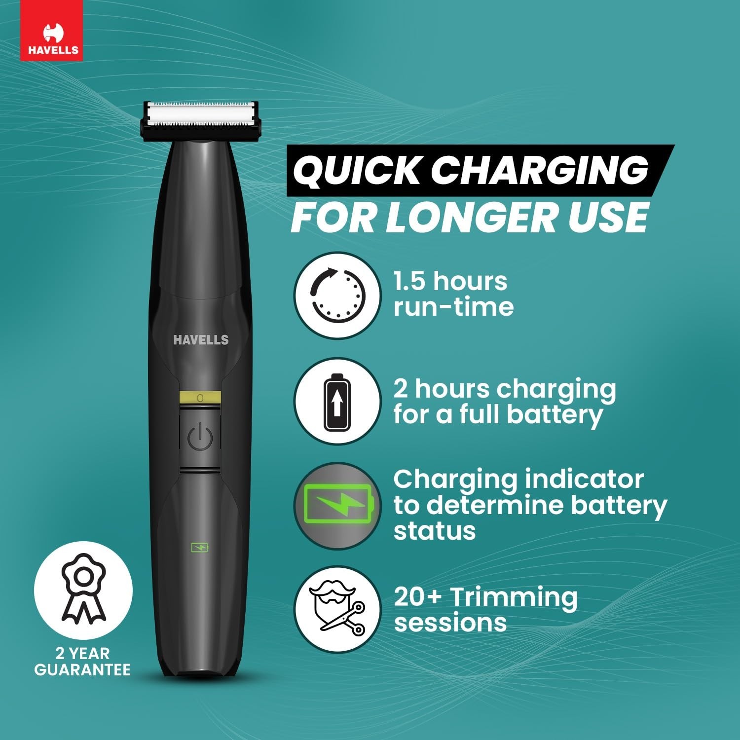 Havells ST8000 Shimmer plus 5 in 1 Dual-Blade Shaver cum Trimmer 4 Trimming Comb