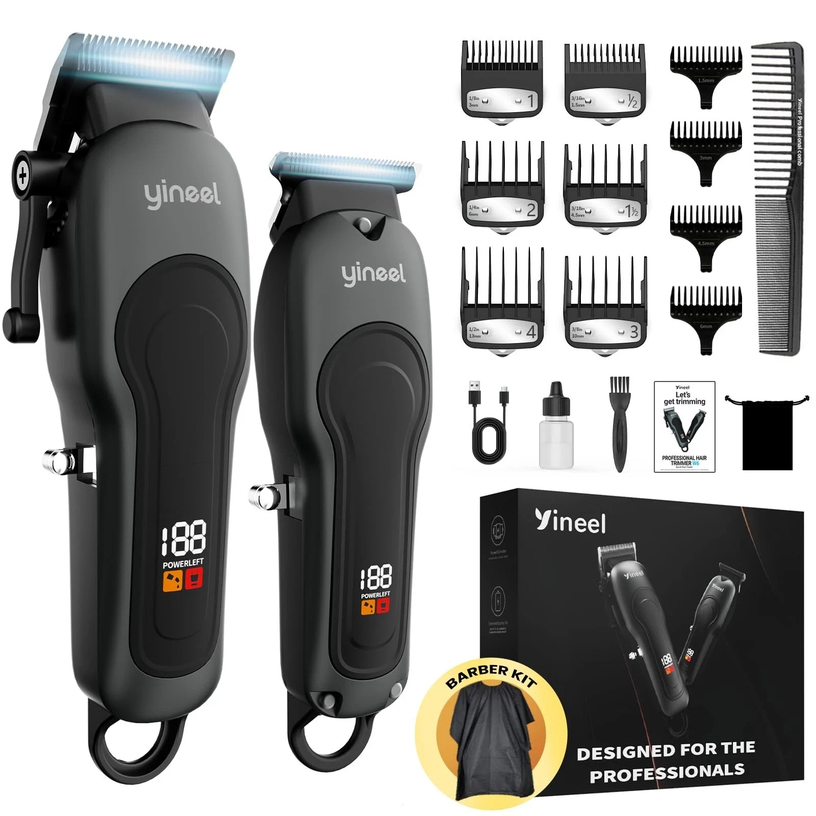 Professional Hair Clippers for Men Cordless Barber Clipper & Trimmer Set