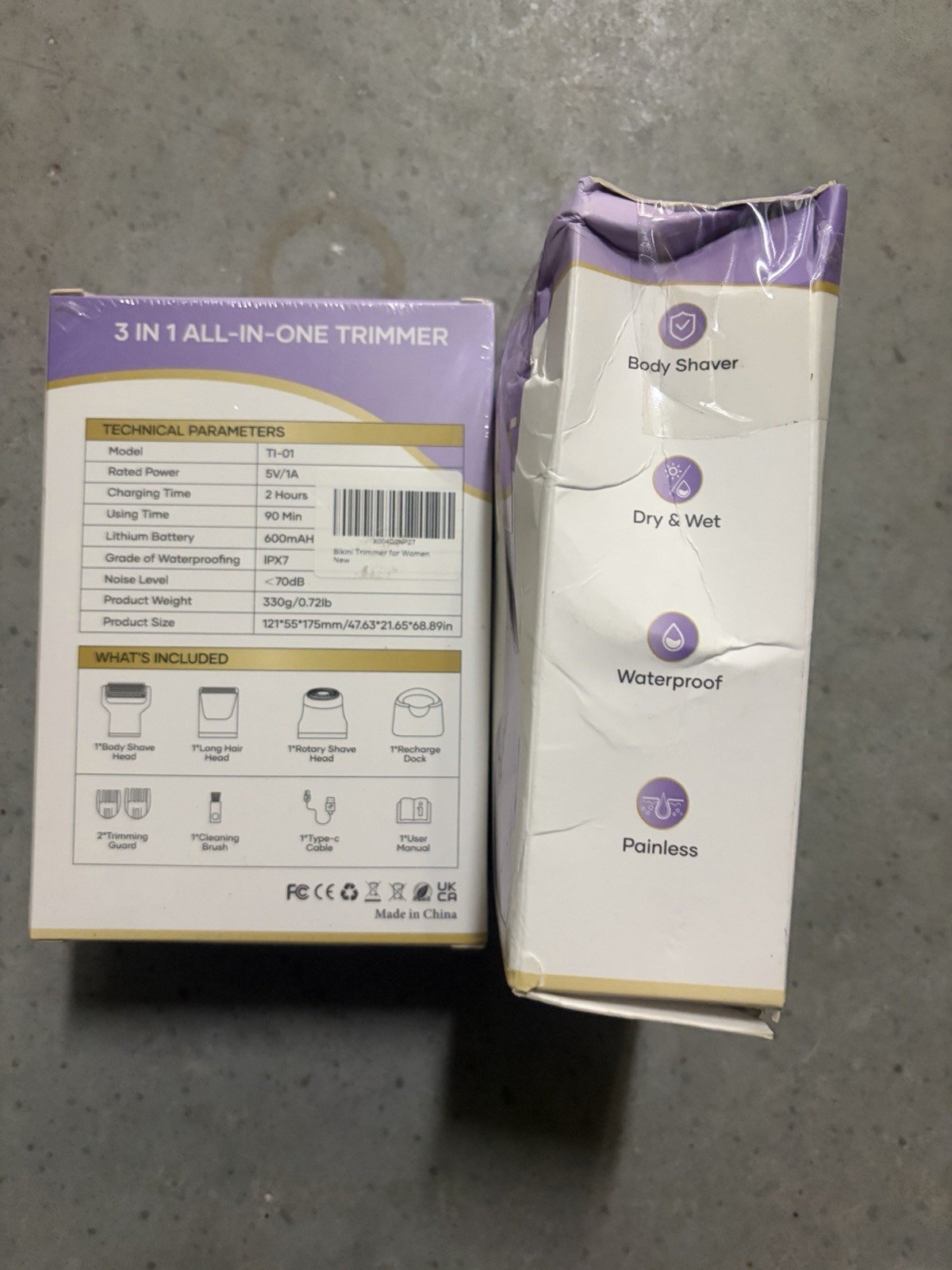 3-Head All-In-One Bikini Body Trimmer for Women Purple Waterproof Rechargeable