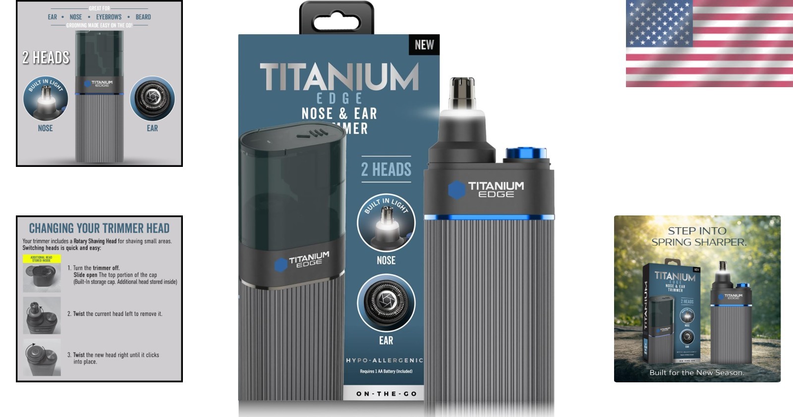 Microtouch Titanium Edge Ear & Nose Trimmer – Dual Rotary Blade Heads with Light