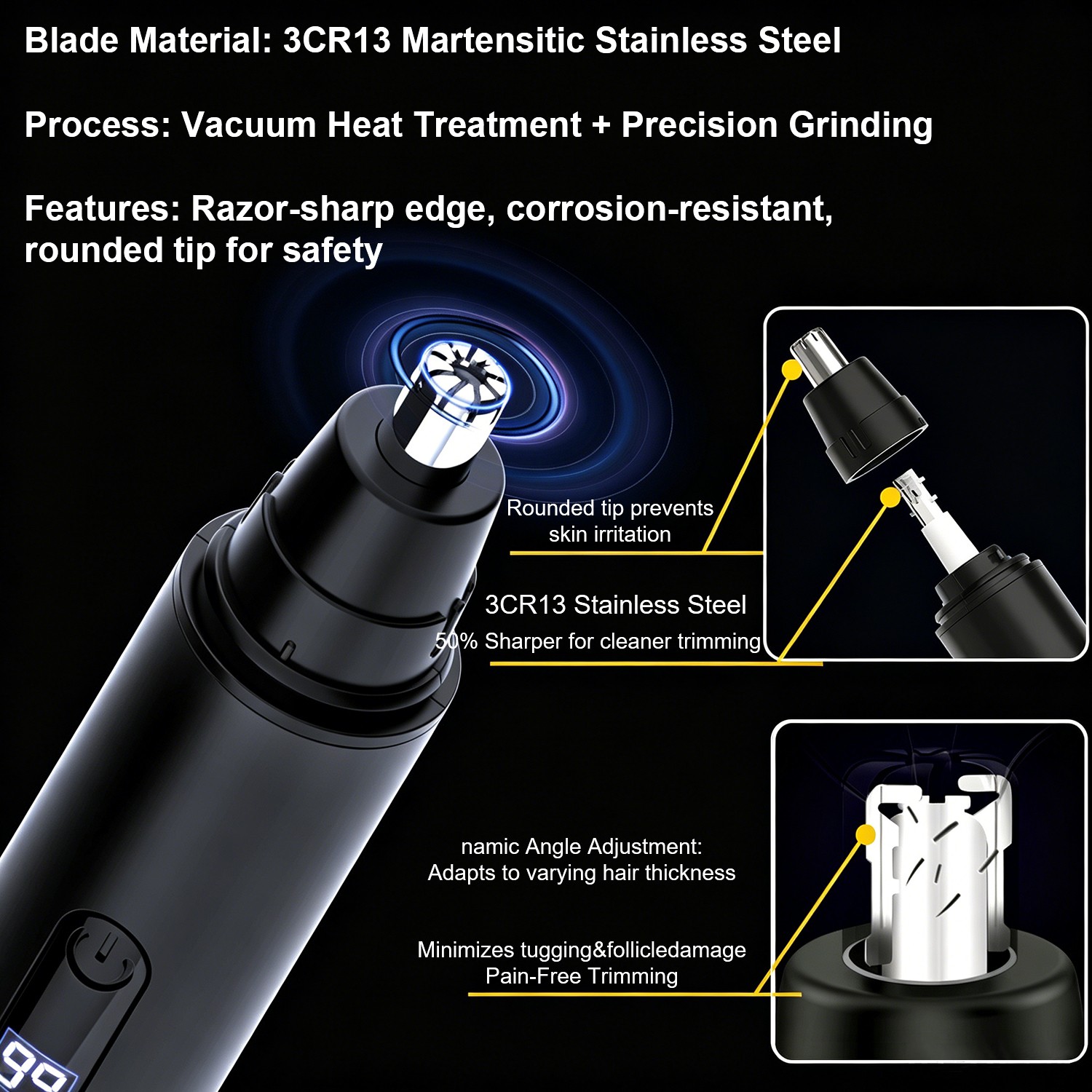 Nose Trimmer for Nose,Ears,Eyebrows Trimming Kit,Powerful Motor&Dual-Edge Blades