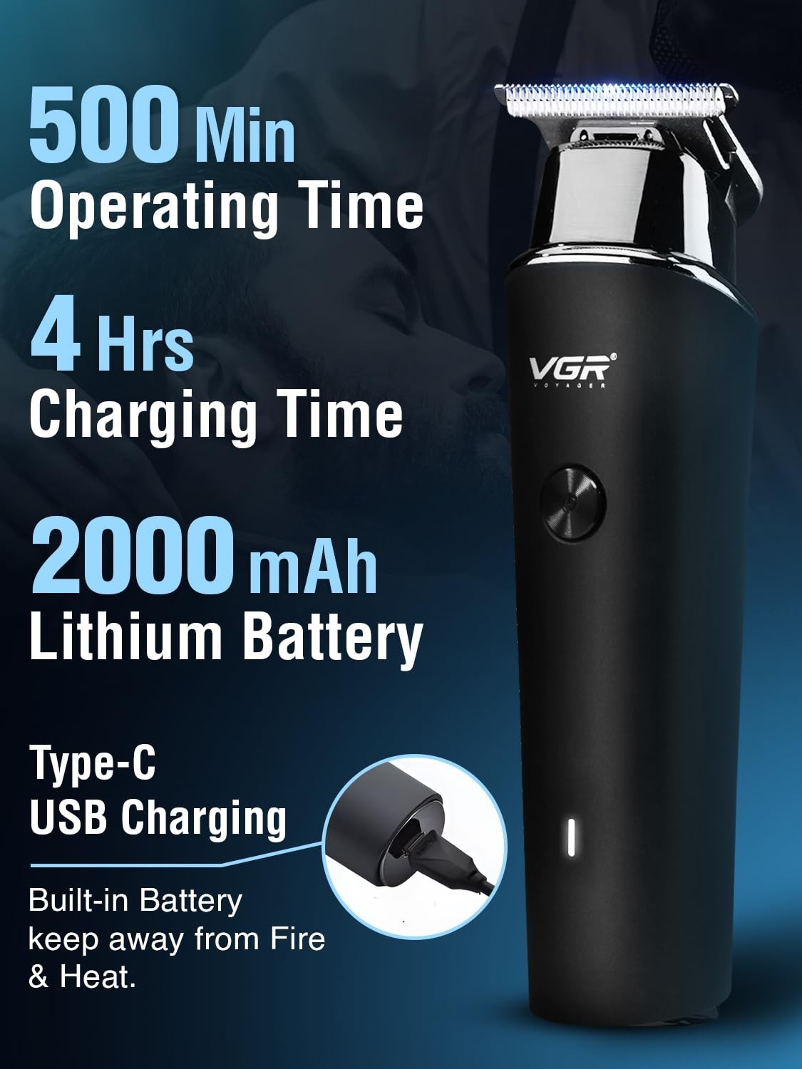 VGR V-933 Professional Corded & Cordless Hair Trimmer for Men,V-933,Black