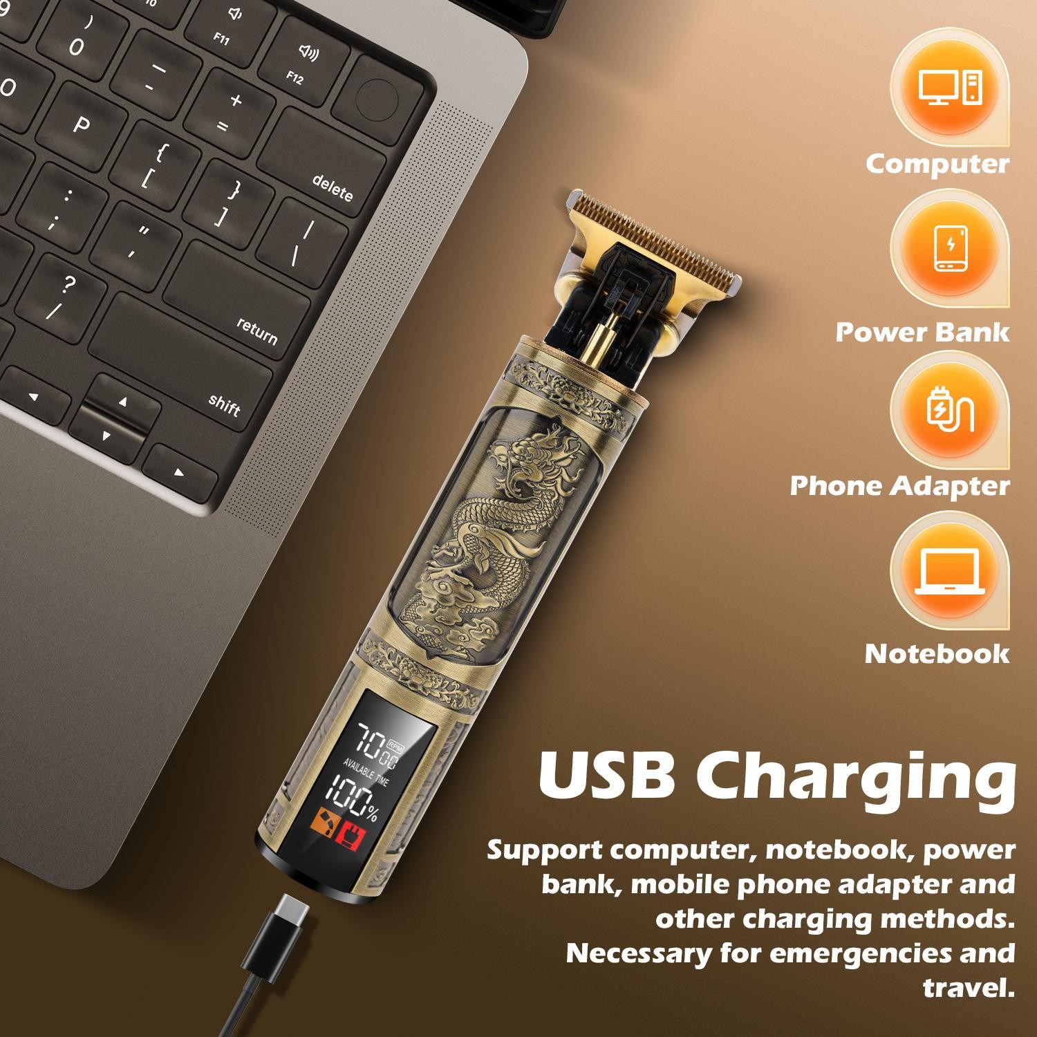 Hair Clippers for Men Cordless Professional Beard Trimmers with LCD Display