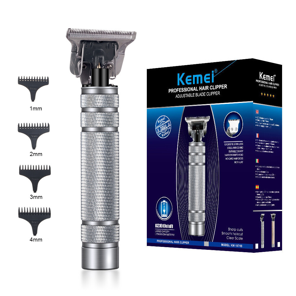Kemei Silver Cordless Hair Clippers Trimmer Shaver Clipper Cutting Beard Barber
