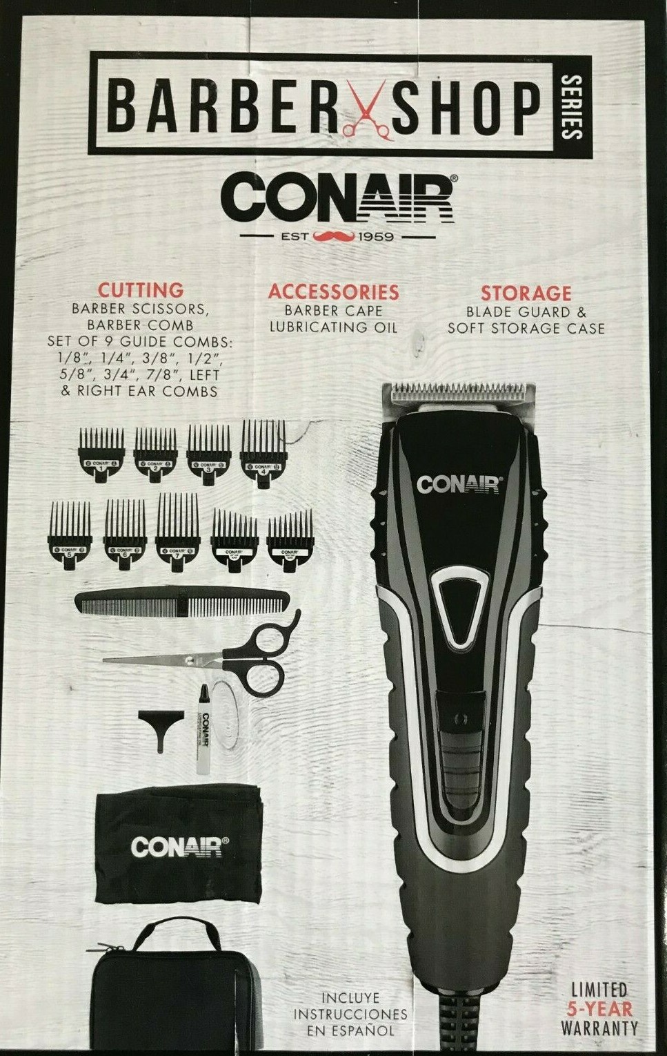 Conair – HC2000 – Barbershop No-Slip Grip Clippers 20 Piece Home Haircut Kit