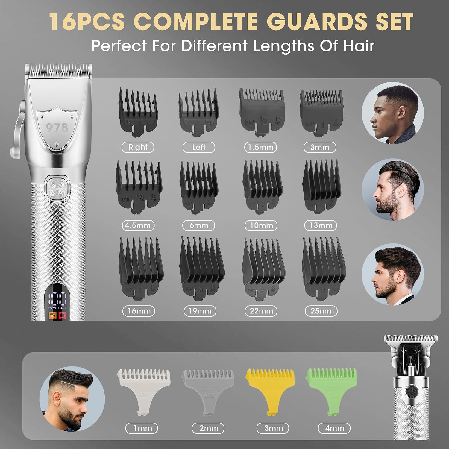 3-Piece Hair Clippers Set for Men – Rechargeable with Travel Case