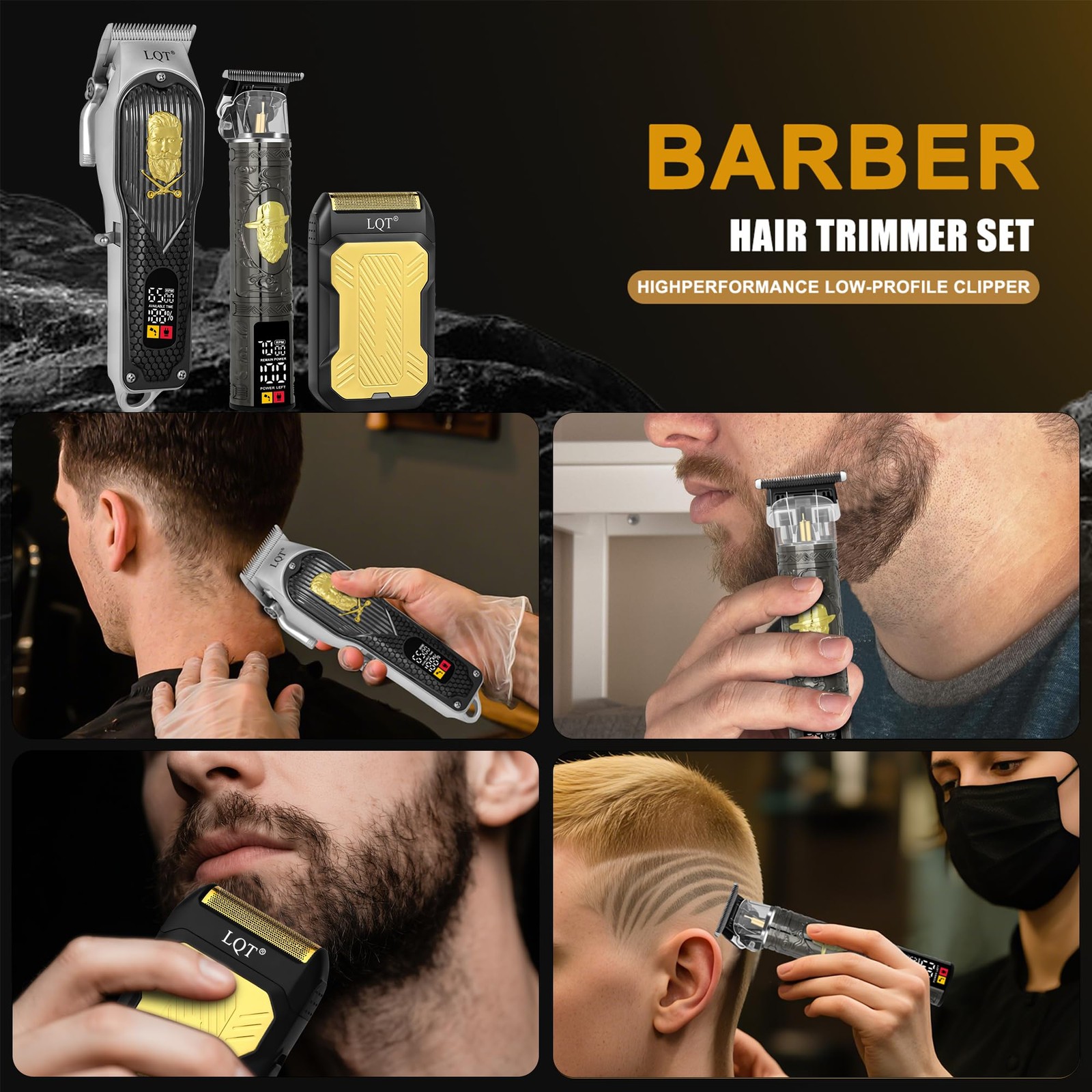 Professional Hair Clippers for Men, Cordless Barber Clippers with Precision T…