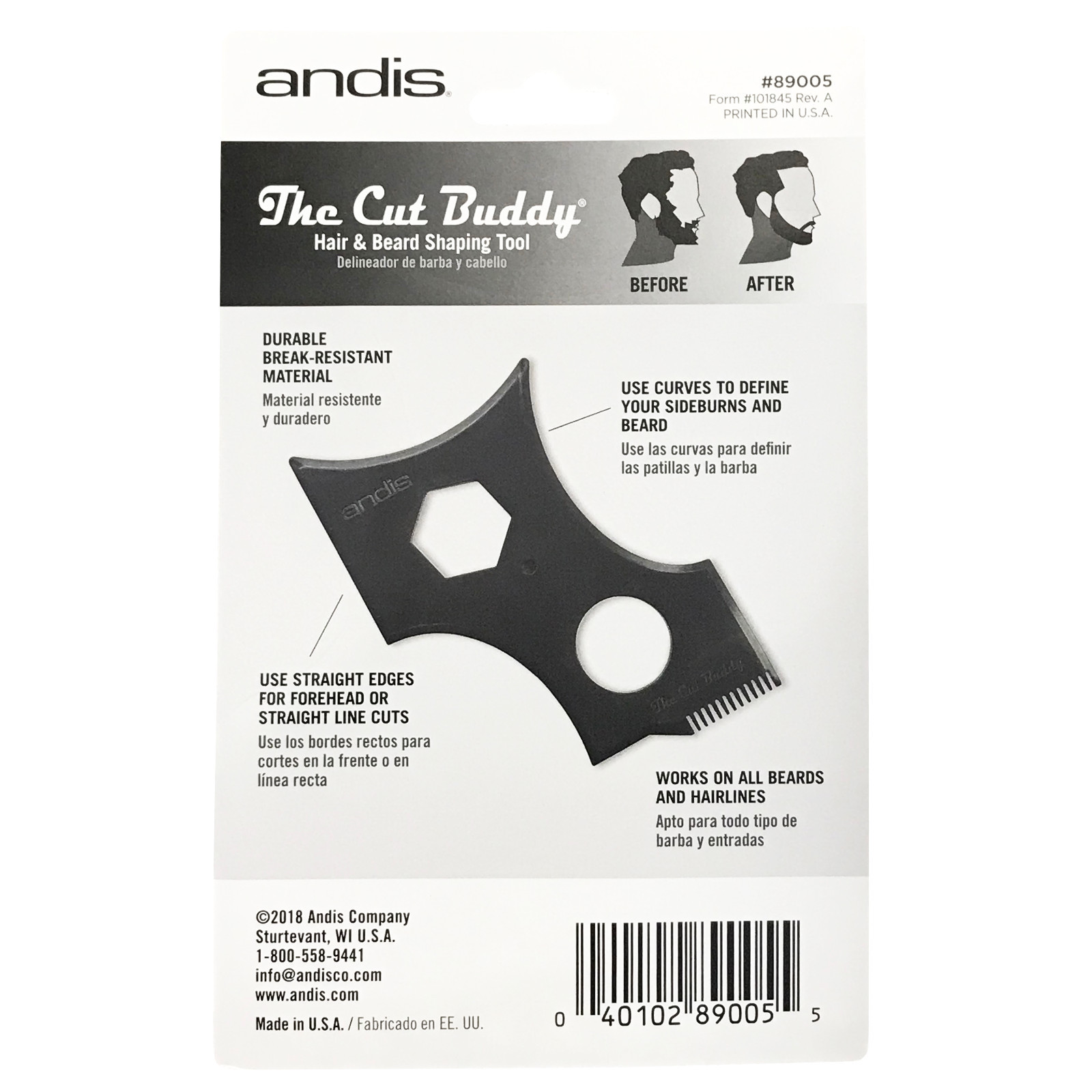 andis The Cut Buddy HAIR & BEARD SHAPING TOOL for ALL BEARDS HAIRLINES SIDEBURNS