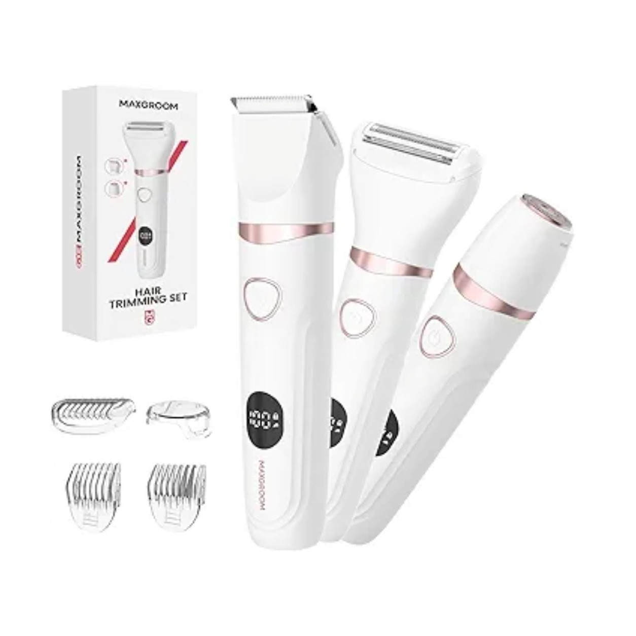 Maxgroom 3-in-1 Women’s Haircutting Kit USB-C USB Charging Waterproof 3 Heads