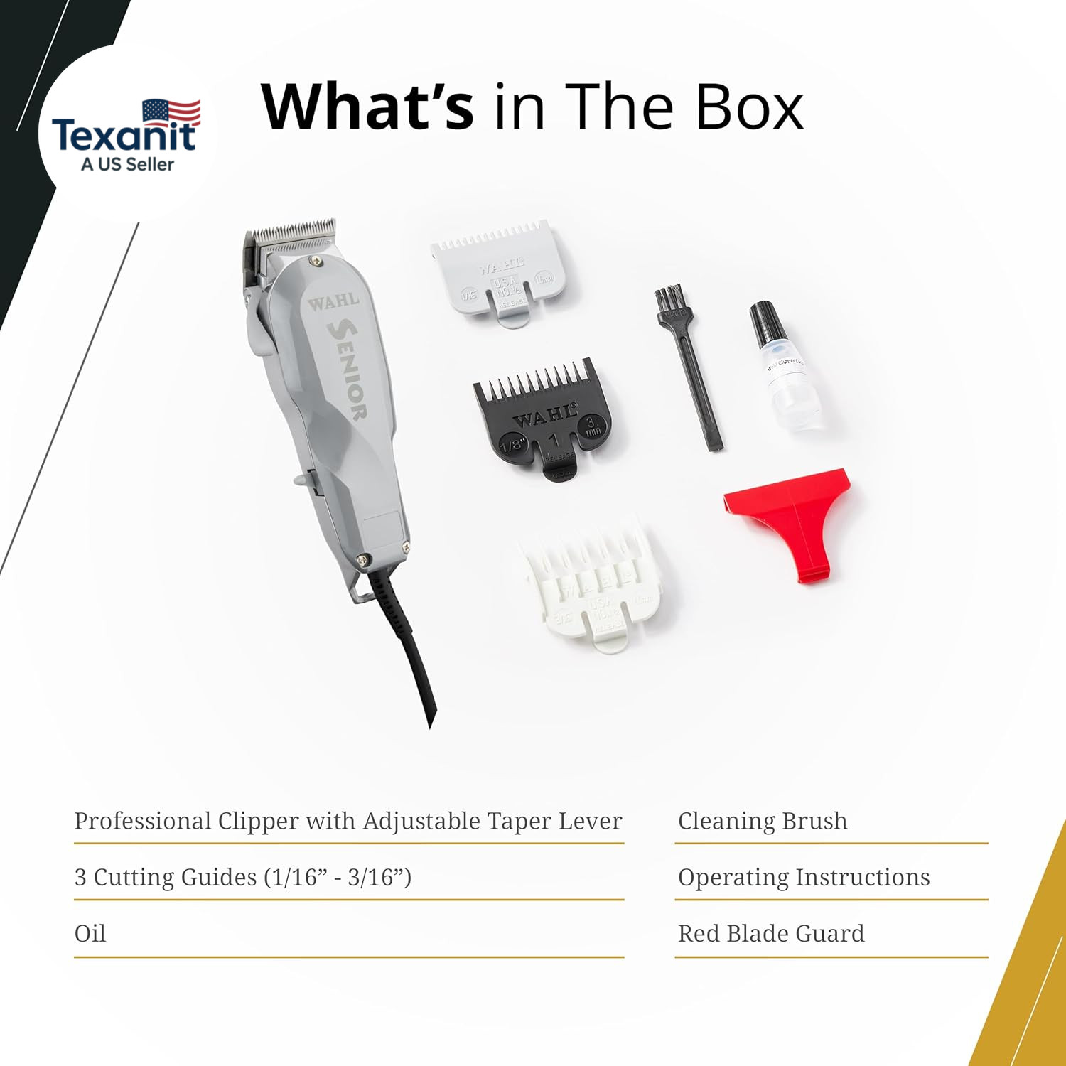 Senior Clipper, V9000 Motor, Corded Heavy-Duty Design for Tapering, Fading, and