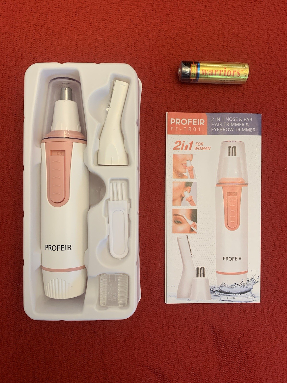 PROFEIR 2-In-1 Nose Ear Brow Hair Battery Powered Precision Trimmer PF-TR01 #p59