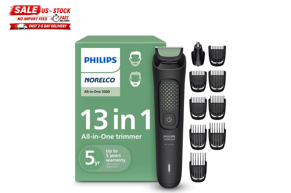 PhilipsNorelco All-in-One 3000 Series 13 in 1 Trimmer,Beard Styler Men’s Clip