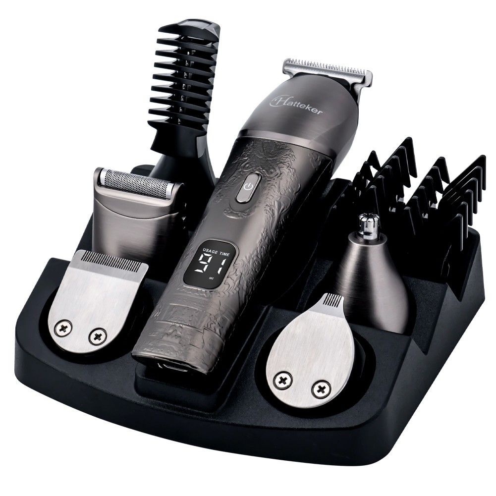 Hatteker Beard Trimmer Mustache for Men 8 in 1 Adjustable – Silver NEW SEALED