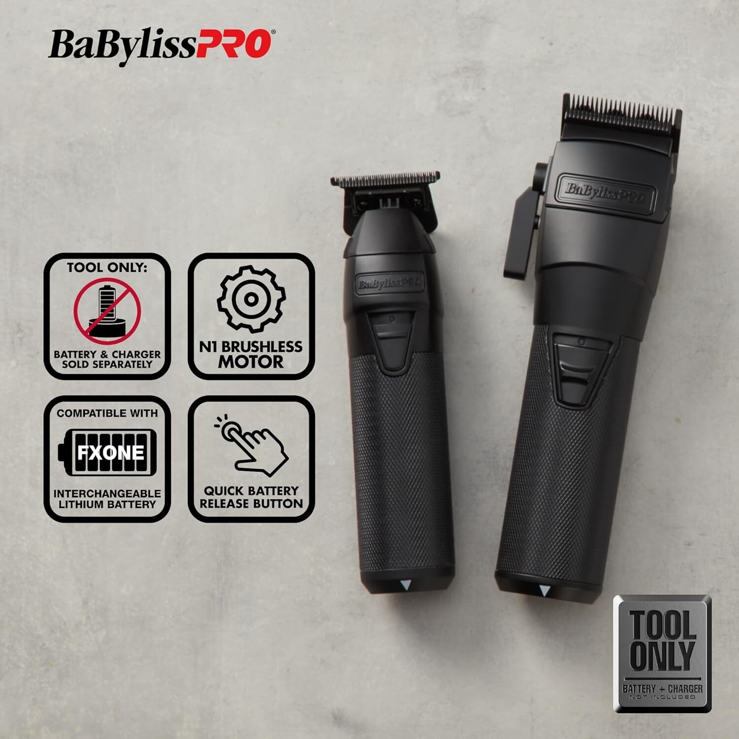 BaByliss PRO FXONE BlackFX Tool Only Hair Clipper & Hair Trimmer FX1CTMBTO
