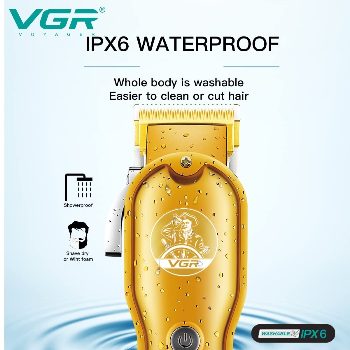 VGR Model 1 Gold Professional Beard and Hair Trimmer Clipper / FREE SHIPPING