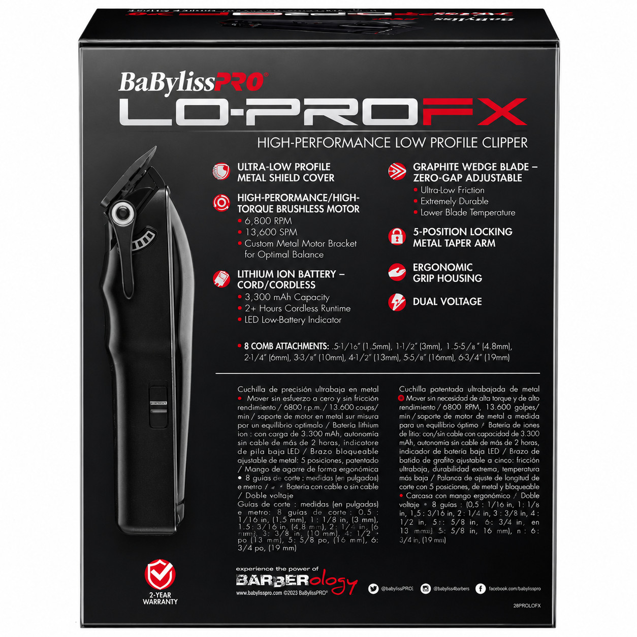 BaBylissPRO LO-PROFX Professional Cordless Clipper FX825