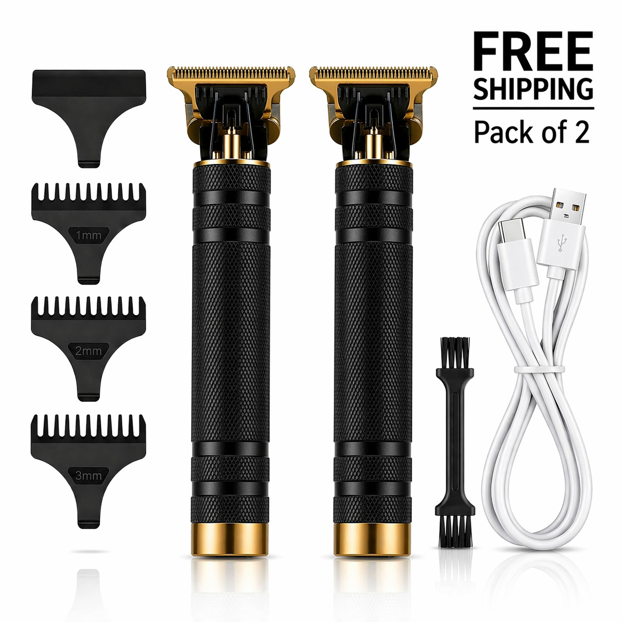 2 Pack Vintage T9 Hair Trimmer Black Gold Zero Gapped Clipper