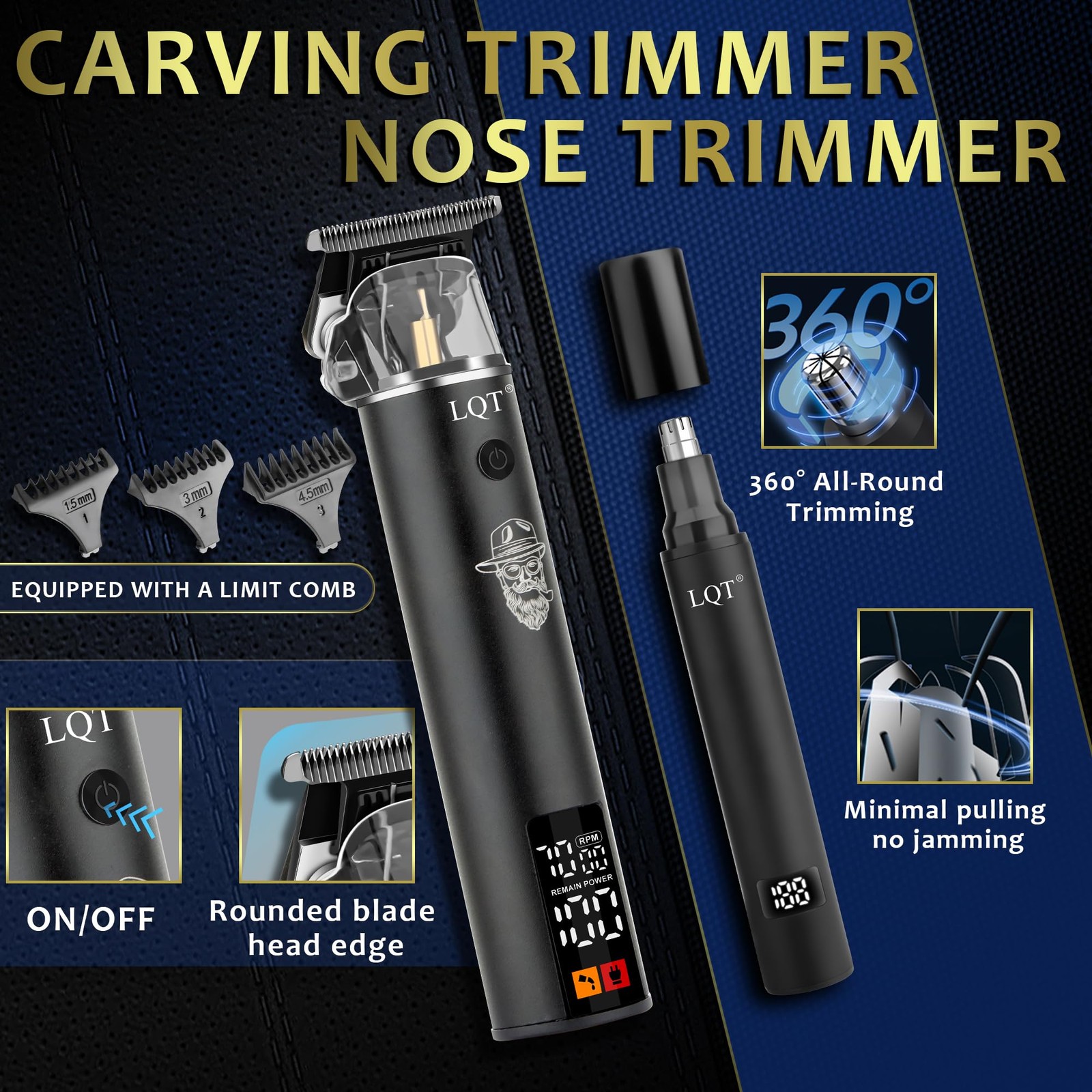 Men’s Professional Cordless Hair Clippers & Trimmer Kit, 4-in-1 Electric Shav…