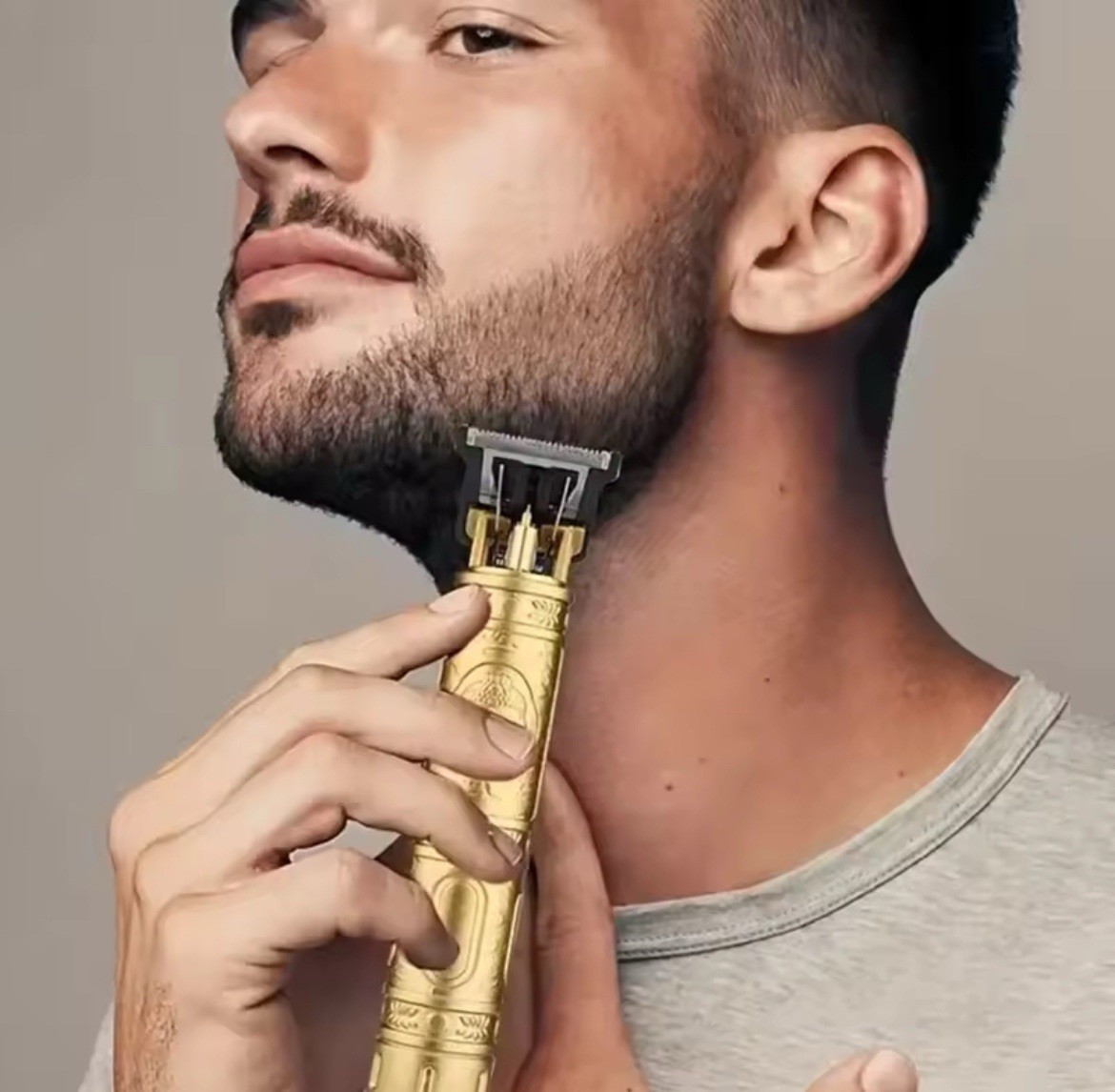 Cordless USB Rechargeable T-Blade Trimmer Hair/Beard Gold Display 1.5-4mm