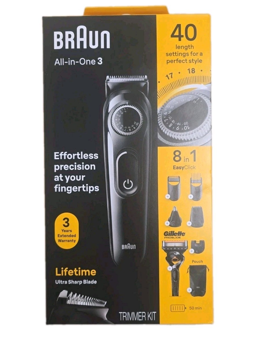Braun (Series 3) 3470 8-in-1 Grooming Kit Beard Trimmer Hair Trimmer-BRAND NEW