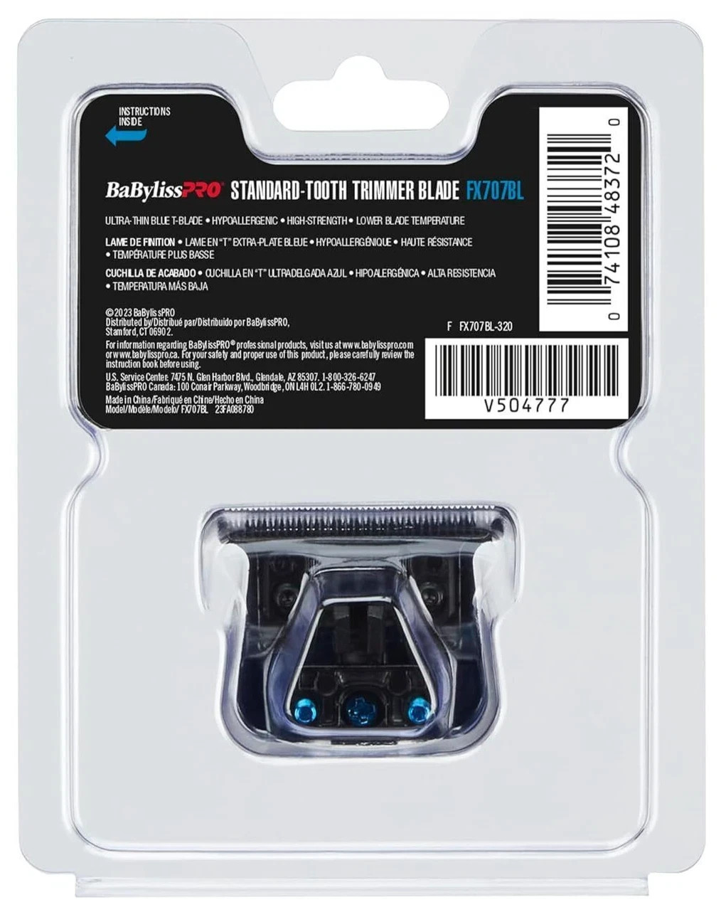 BabylissPro STANDARD-TOOTH T-BLADE BLUE DLC/TITANIUM ULTRA-THIN | FX707BL | NEW