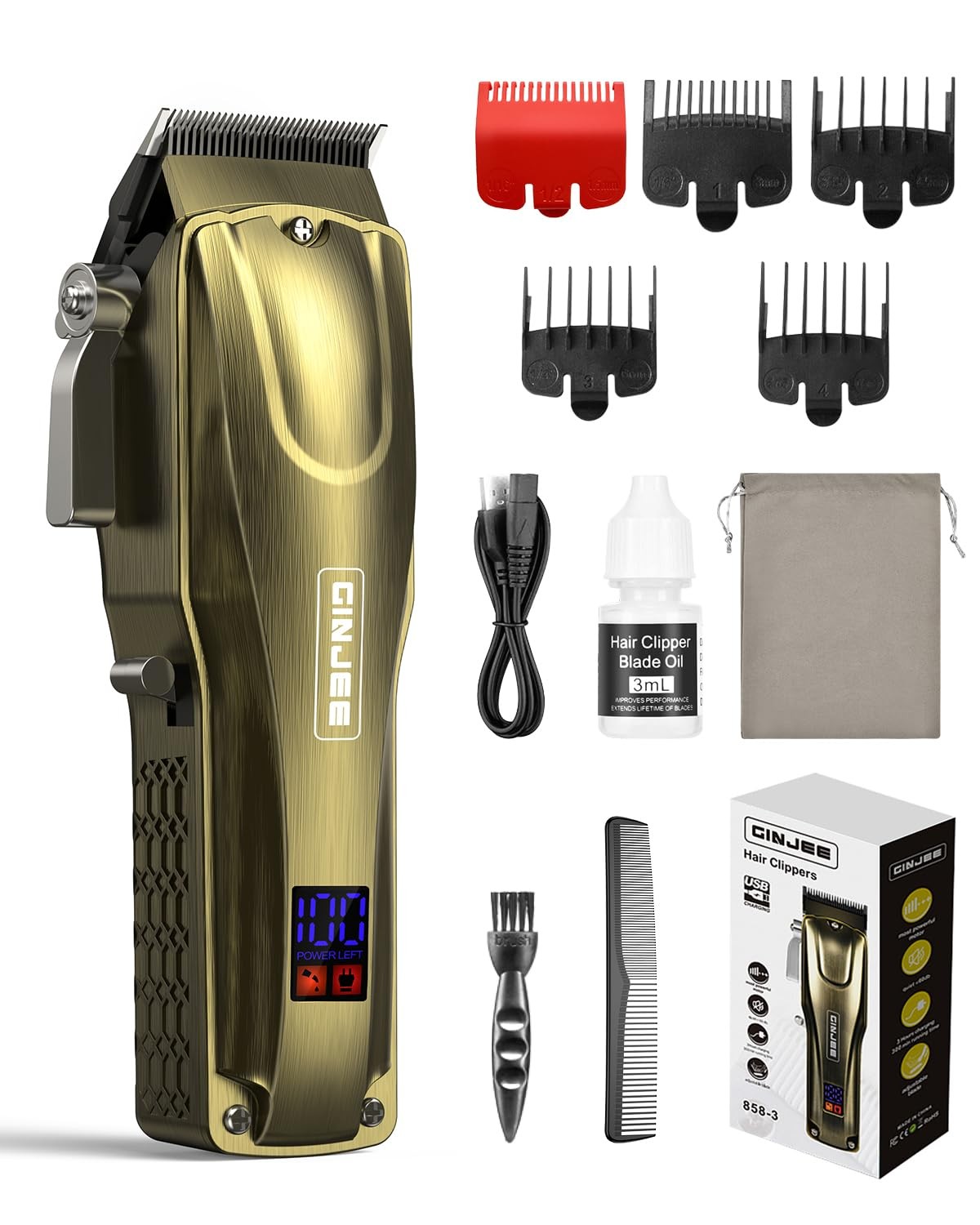 Professional Hair Clippers for Men – Cordless/Corded 7000RPM Motor, LED Display