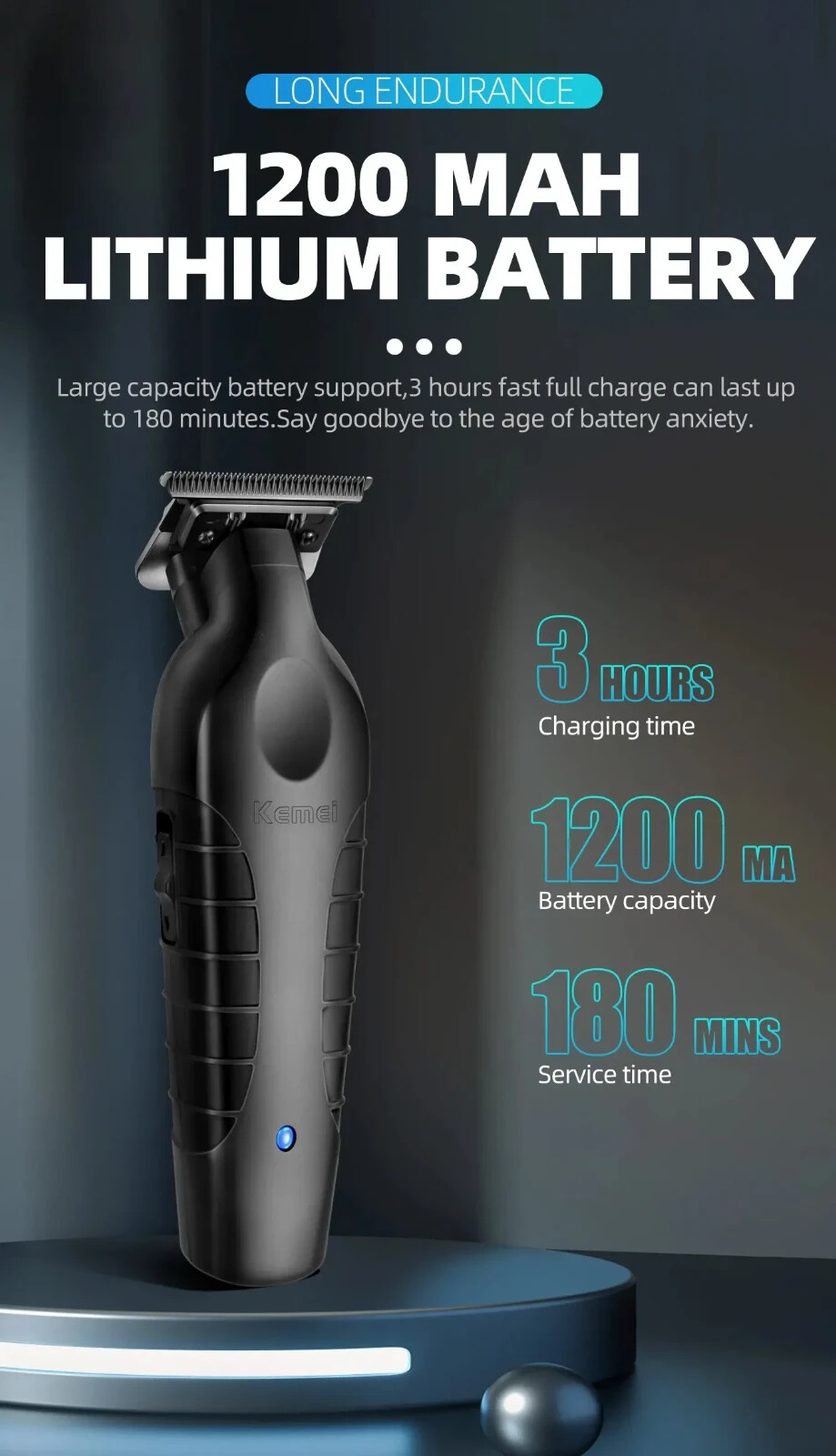Kemei 2299 Hair Clippers Cordless Trimmer Beard Cutting Barber 0 Gapped Carving