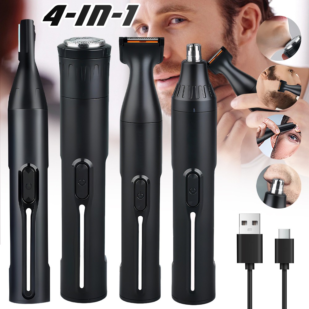 4in1 Electric Grooming Kit Men Nose Hair Trimmer Beard Shaver Body Razor Groomer