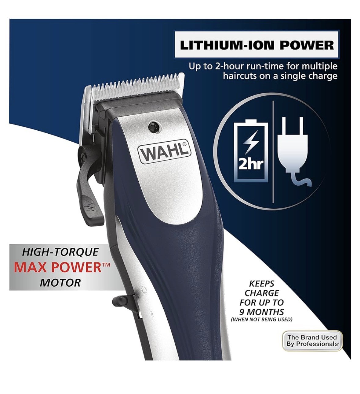 Wahl Lithium Ion Pro Rechargeable Cordless Hair Clippers for Home Haircuts