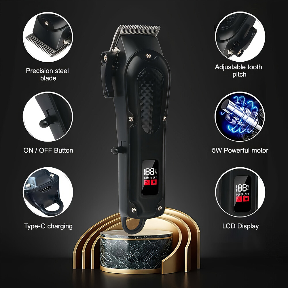 Professional Hair Clipper for Men, 3-piece Set, Beard Trimmer Shaver Set Black