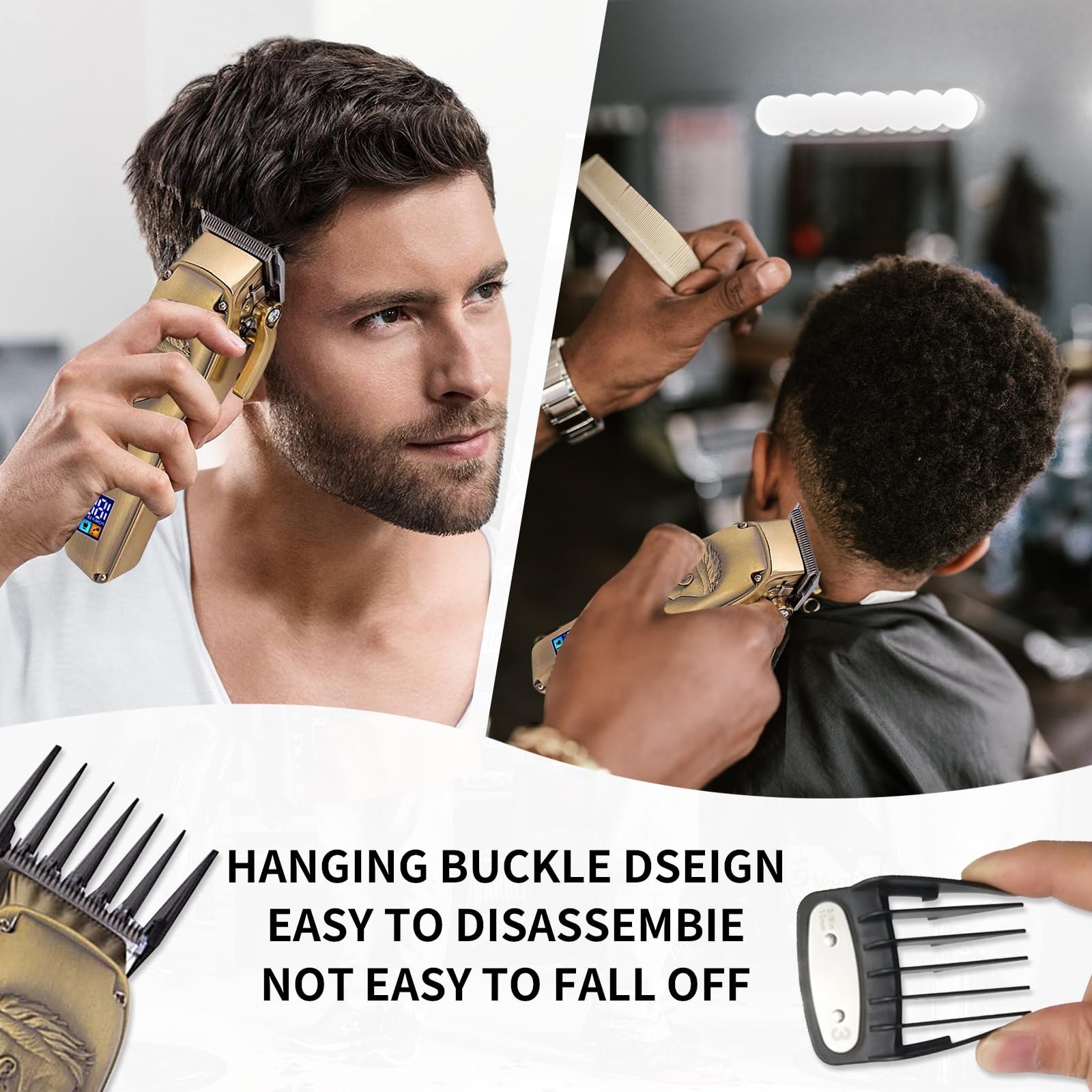 10-Piece Black Clipper Guard Set 1.5-25mm 1-Inch Compatible with Wahl Clippers