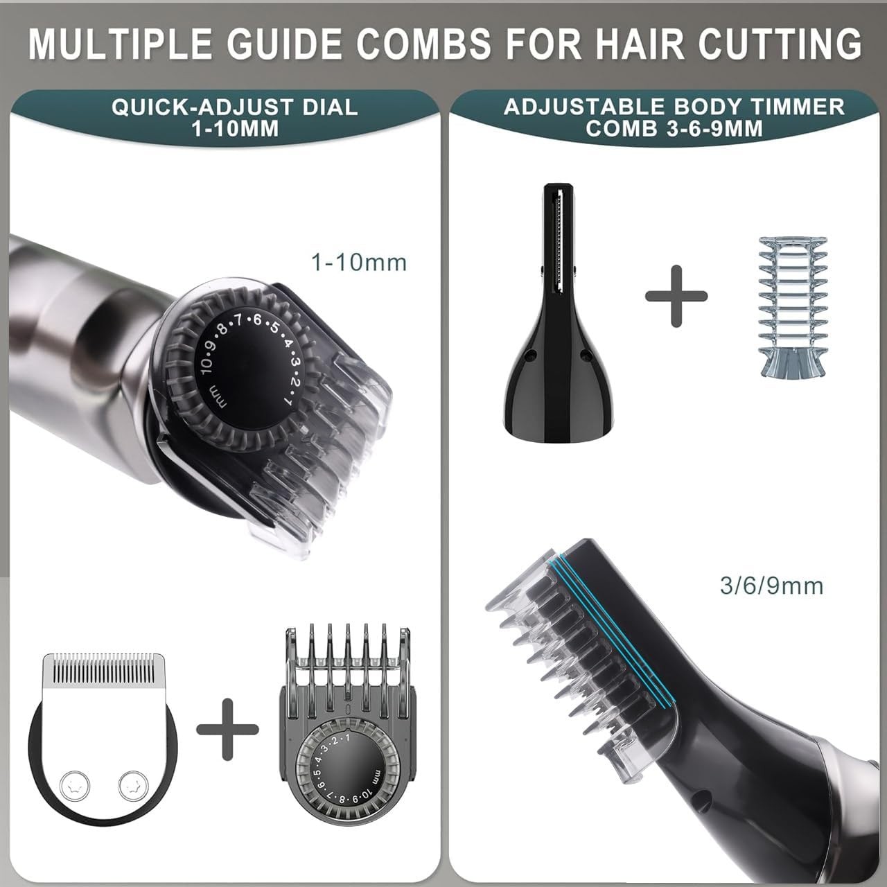Hatteker 7-in-1 Beard Trimmer for Men, Waterproof Hair Clippers