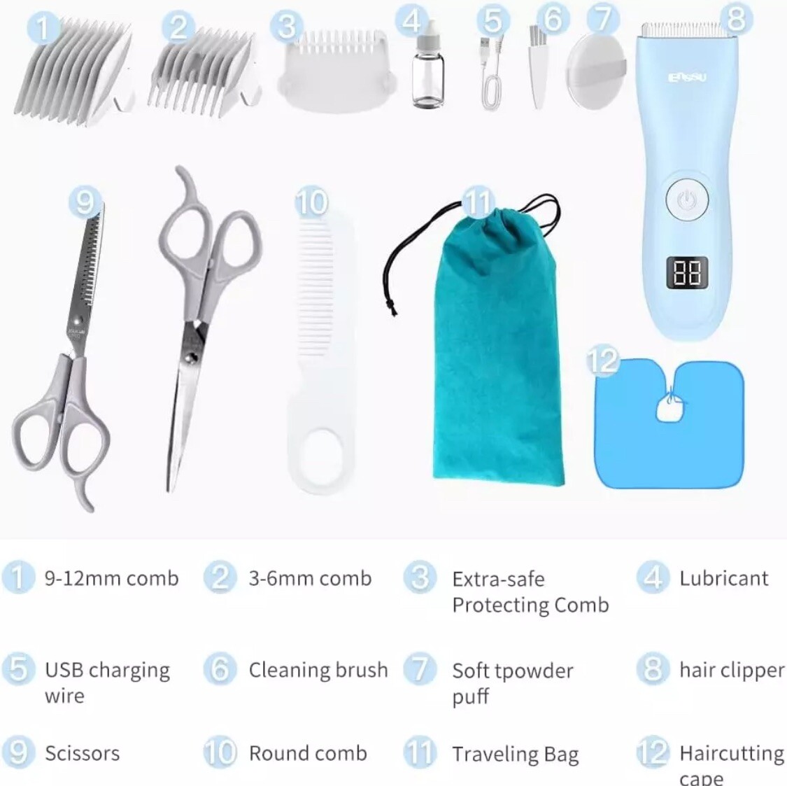 Favrison Baby Hair Clippers, Professional Quiet Hair Trimmer for Kids and Toddle