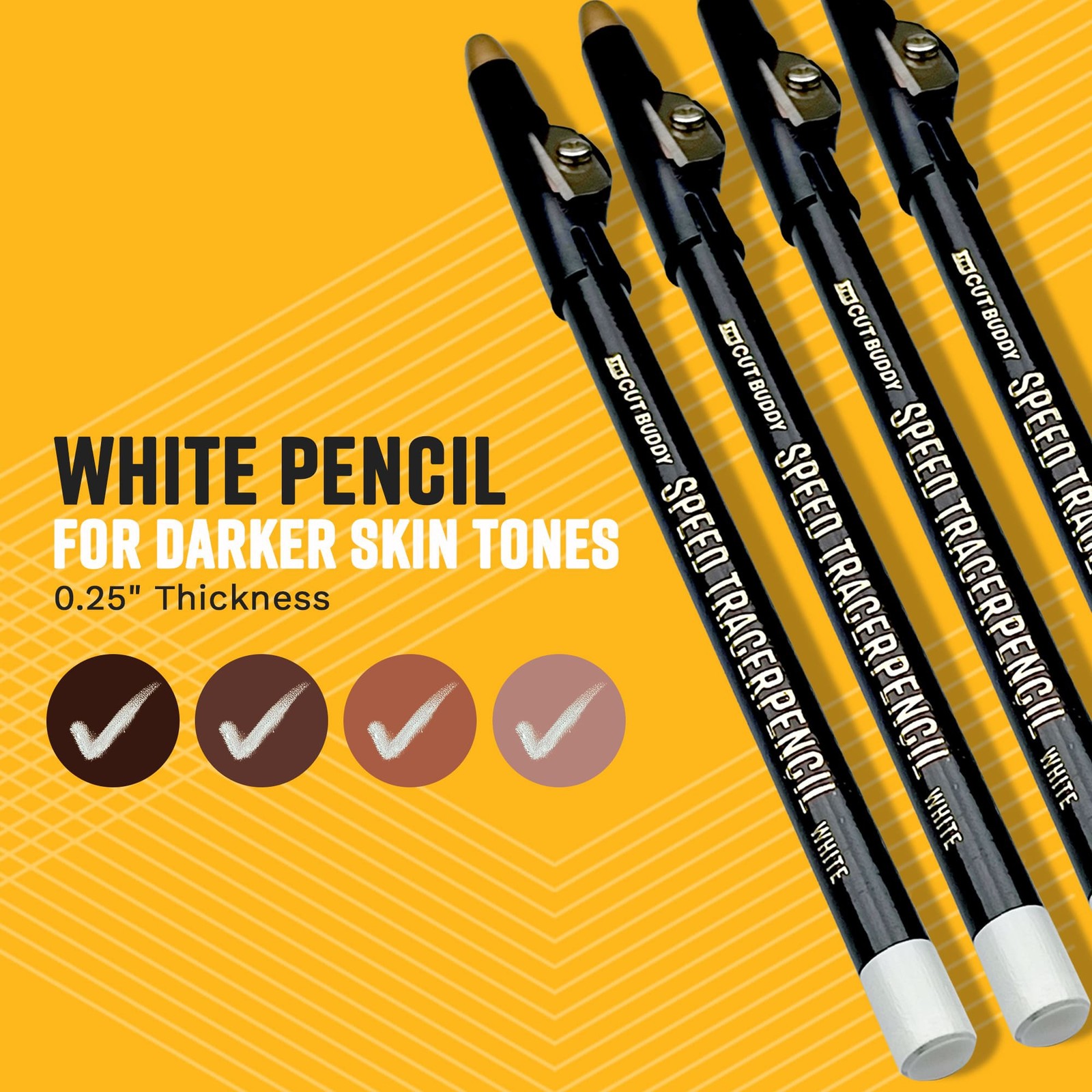 Ivory White – Speed Tracer Barber Pencils + Sharpener