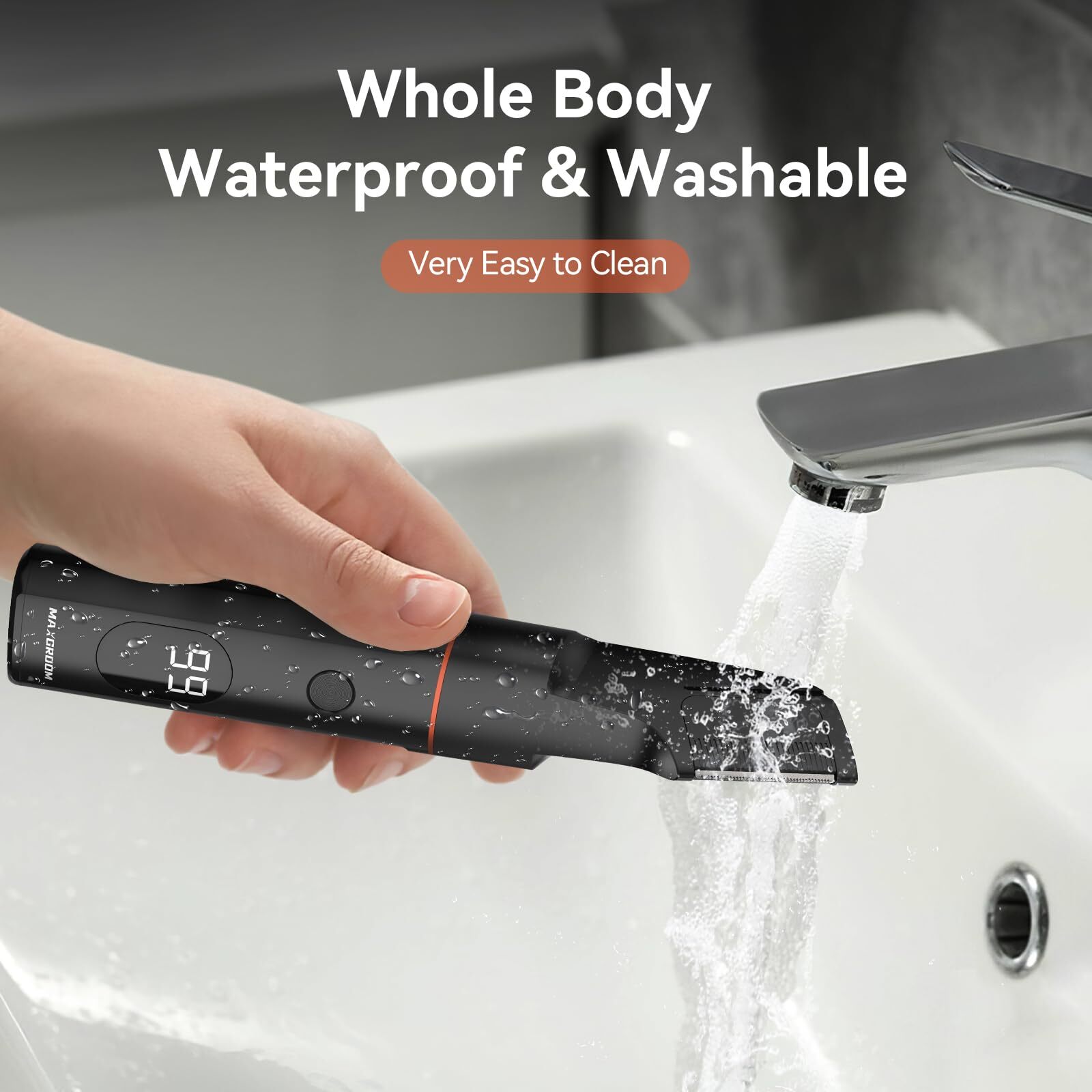 MaxGroom Men’s Hair Trimmer Grooming Kit Waterproof Adjustable Heads 90min Use