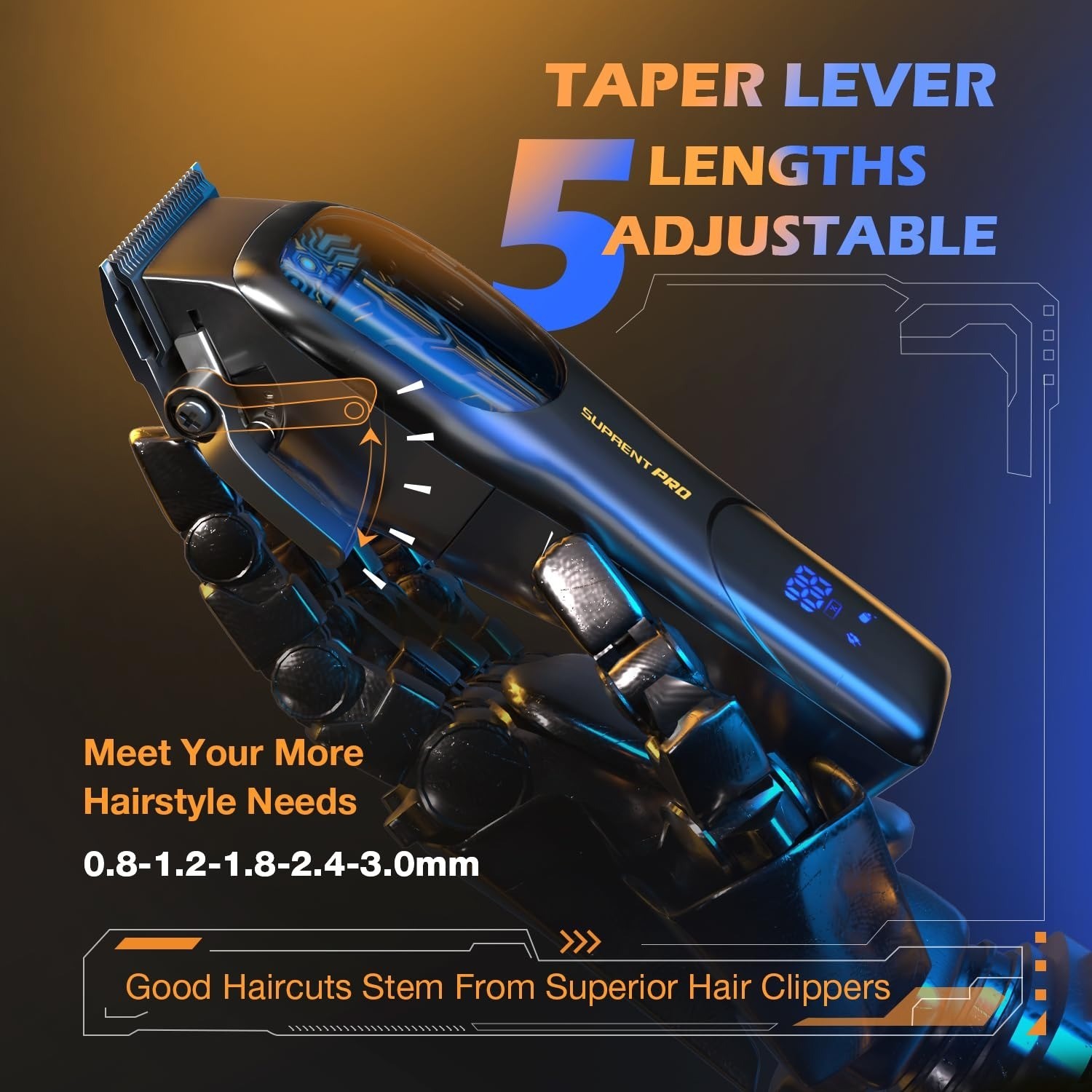SUPRENT Hair Clippers Professional Cordless with High Torque Motor