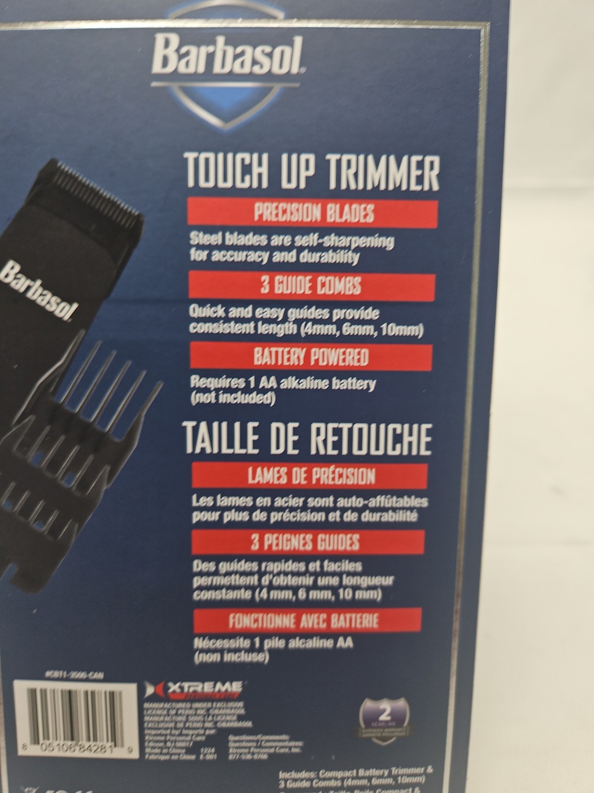 Barbasol Touch Up Trimmer 4-Piece Set Compact Battery Powered Grooming Kit