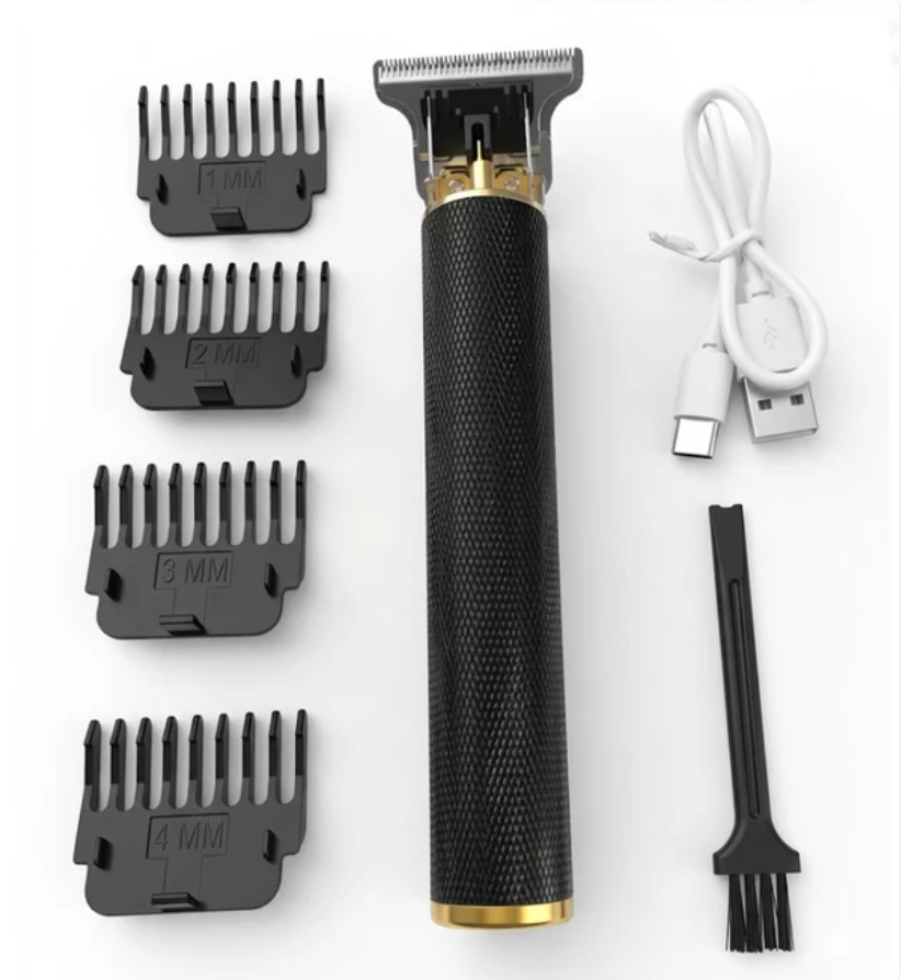 Vintage T9 Black & Gold Beard Hair Trimmer Cordless USB Barber Clipper for Men